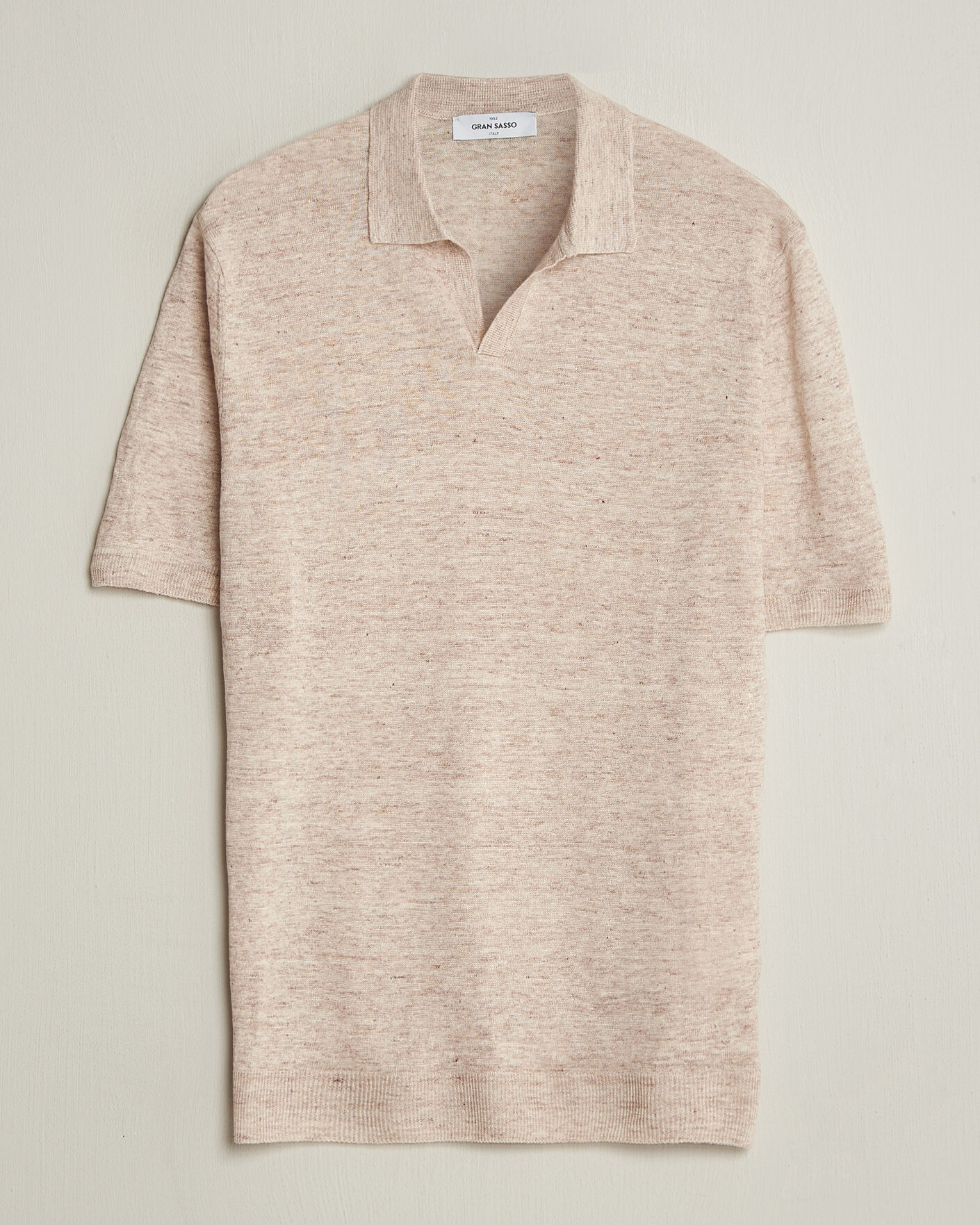 Herre | Pikéer | Gran Sasso | Washed Knitted Linen Polo Beige Melange