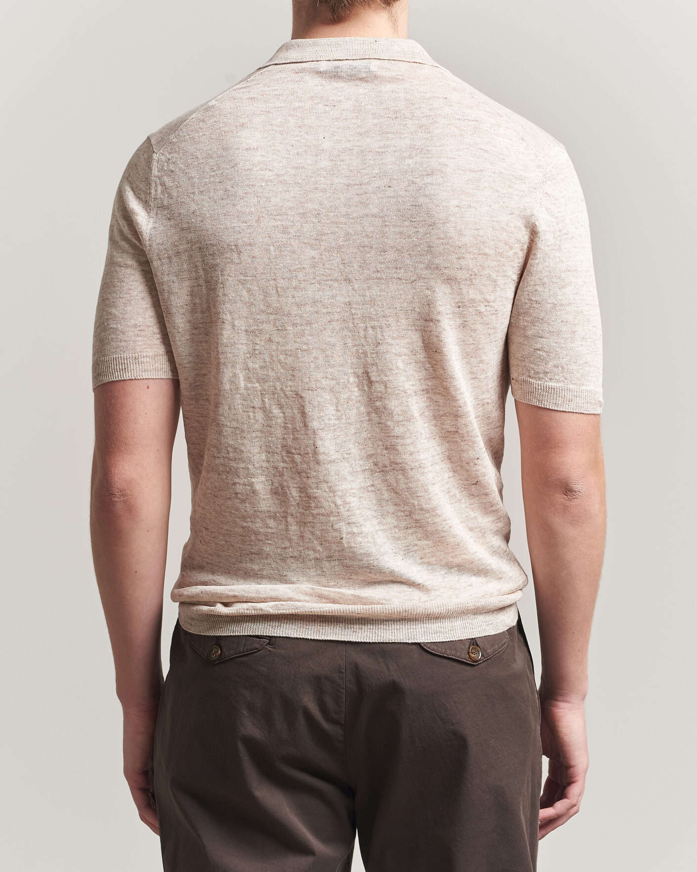 Herre | Pikéer | Gran Sasso | Washed Knitted Linen Polo Beige Melange