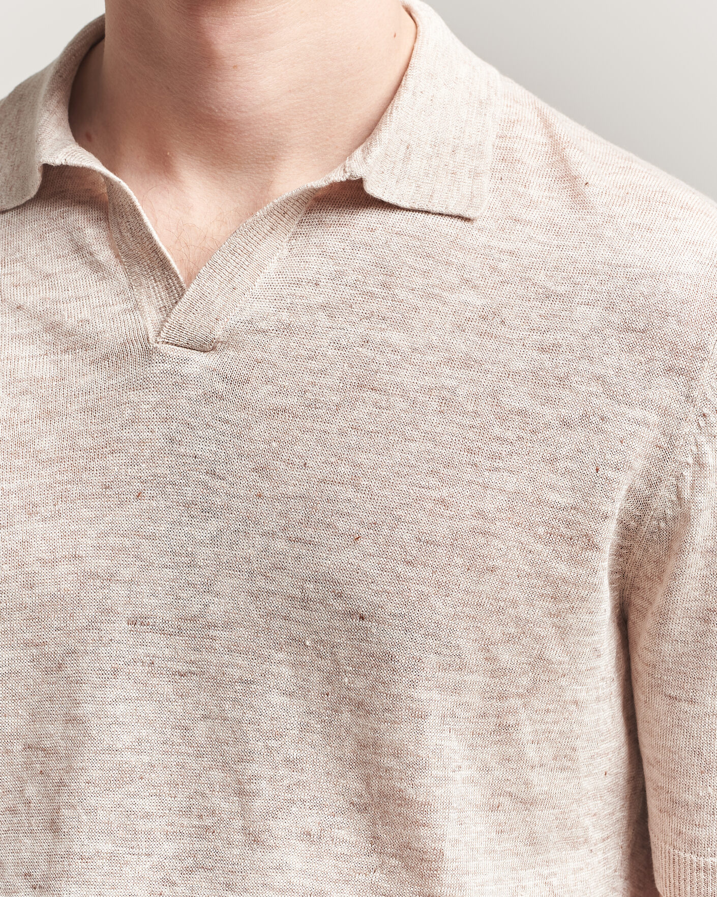 Herre | Pikéer | Gran Sasso | Washed Knitted Linen Polo Beige Melange
