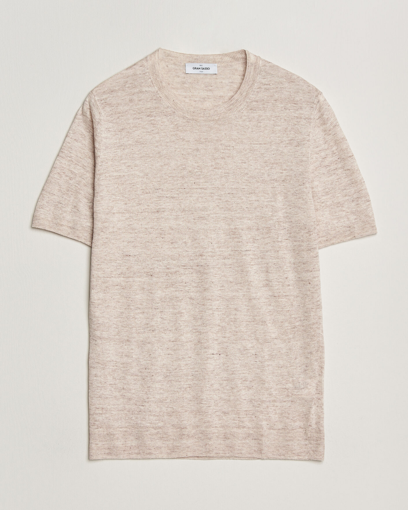 Herre | T-Shirts | Gran Sasso | Washed Knitted Linen T-Shirt Beige Melange