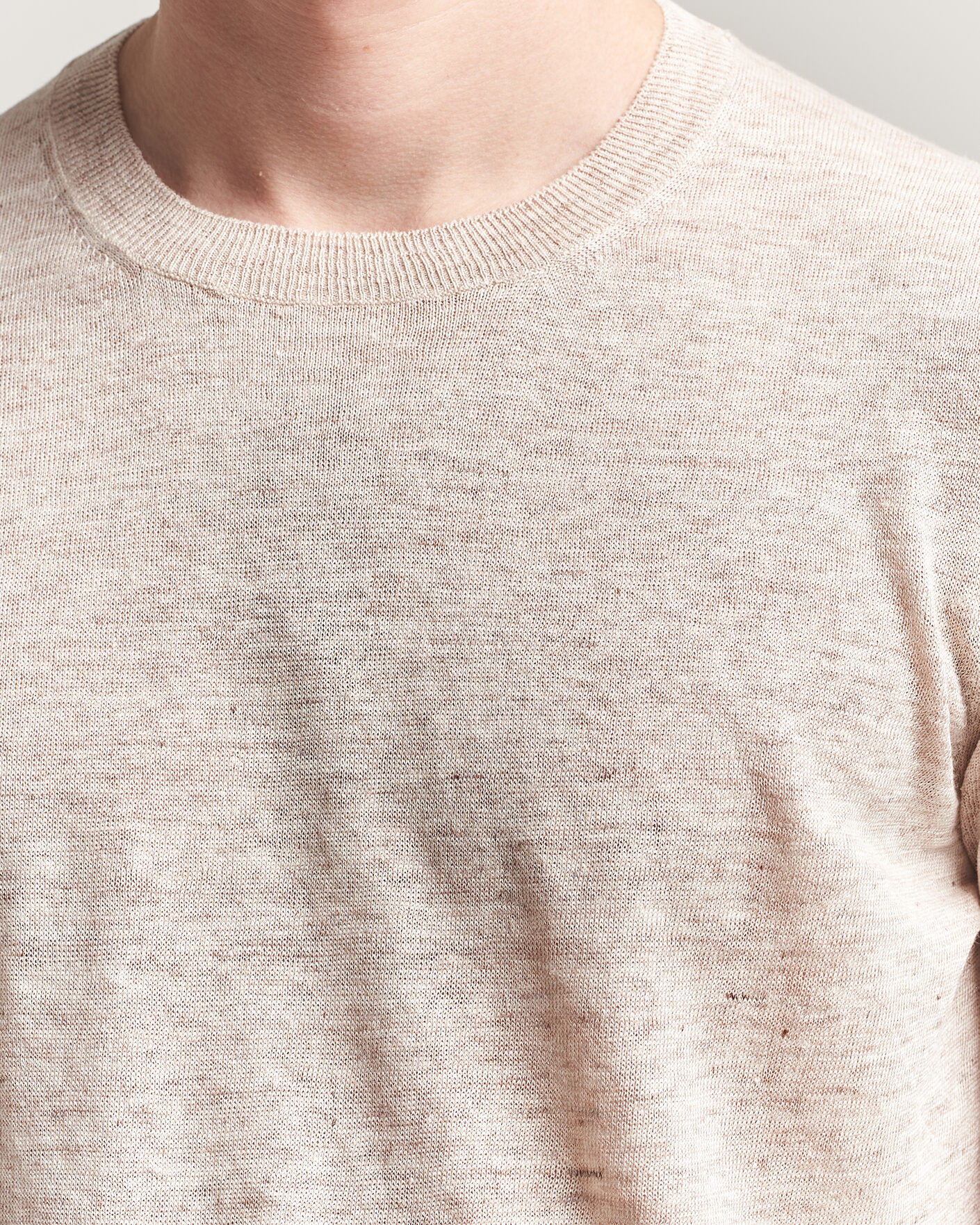 Herre | T-Shirts | Gran Sasso | Washed Knitted Linen T-Shirt Beige Melange