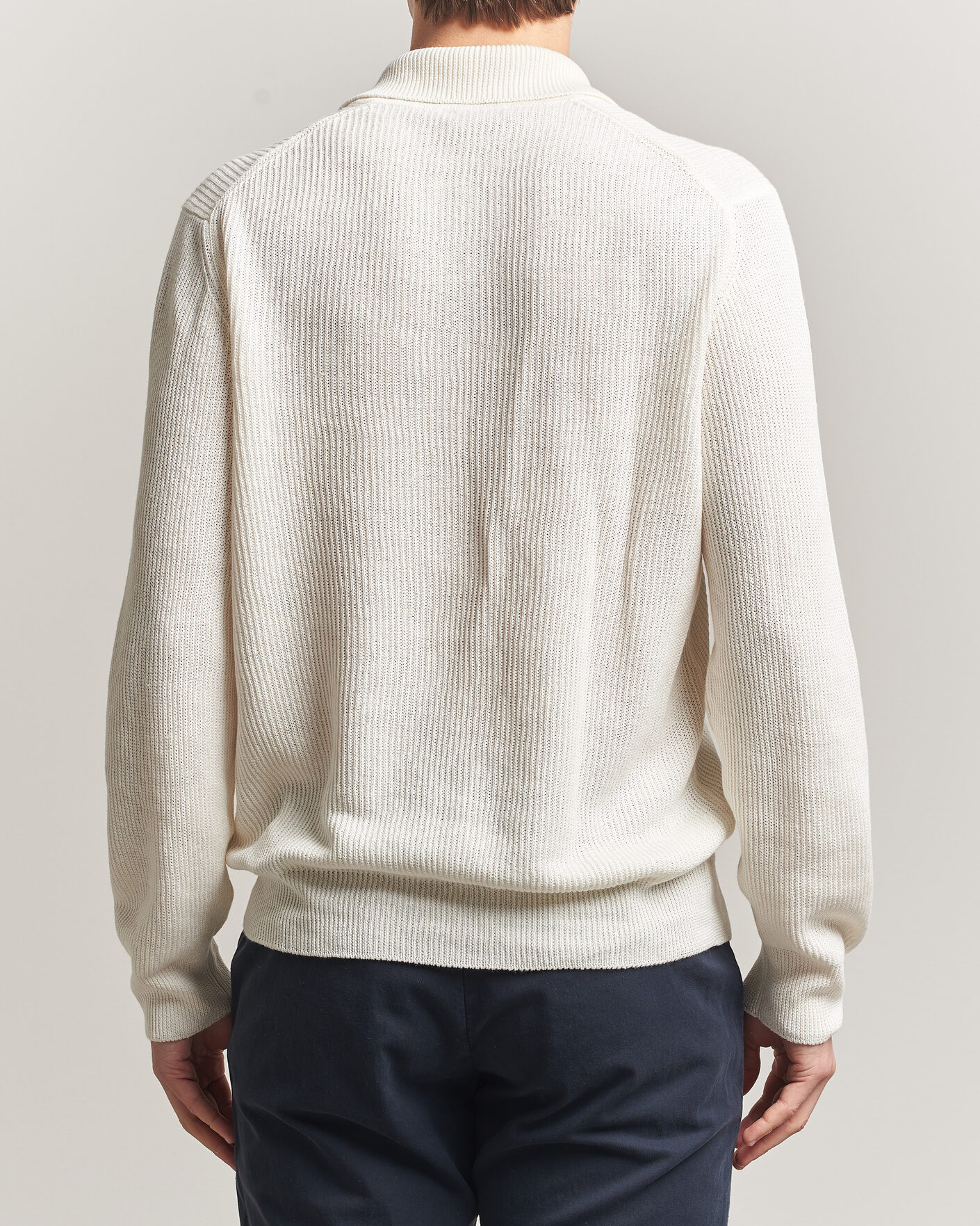 Herre | Gensere | Gran Sasso | Linen/Cotton Open Collar Knitted Polo Cream