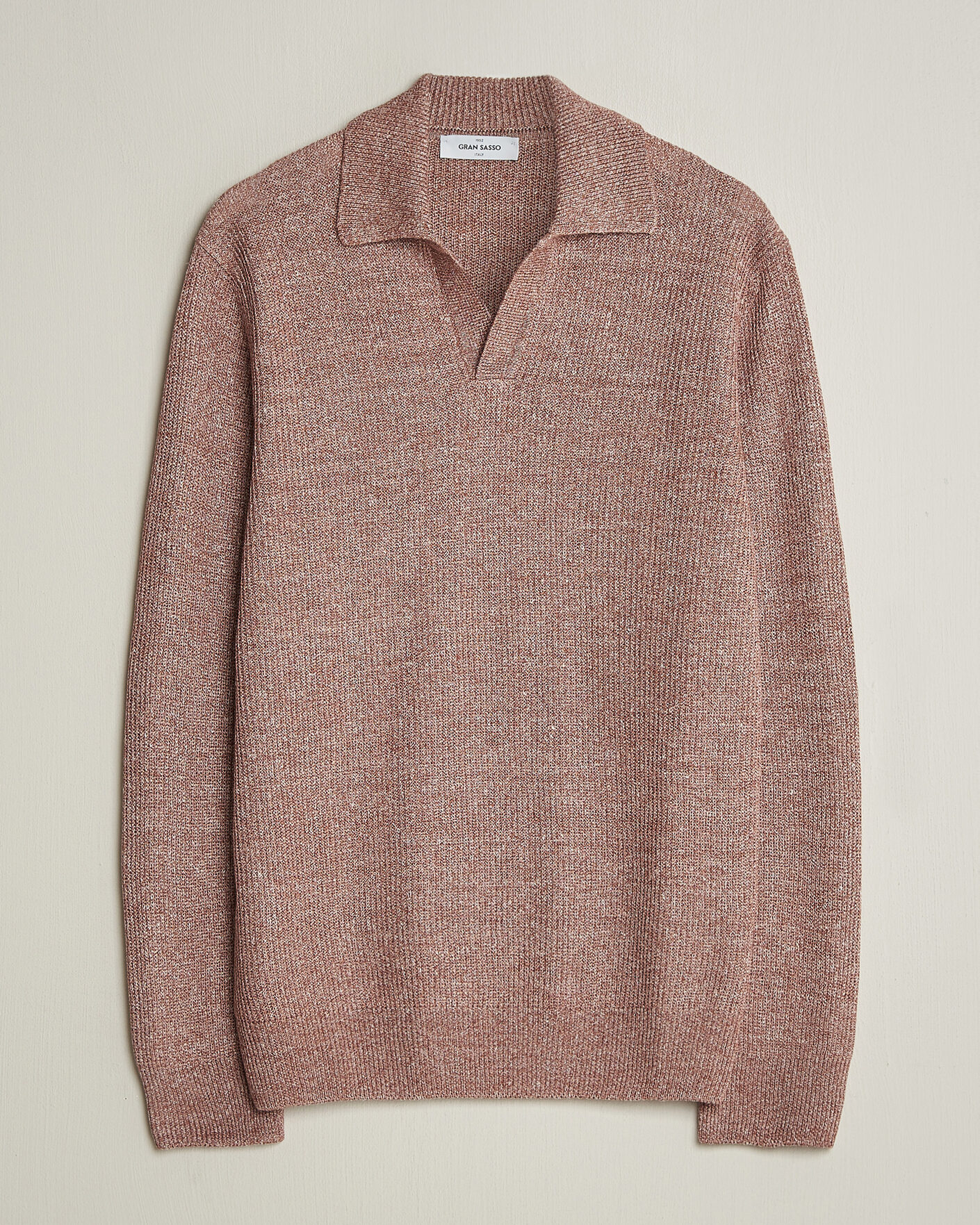 Herre | Gensere | Gran Sasso | Linen/Cotton Open Collar Knitted Polo Rust Melange
