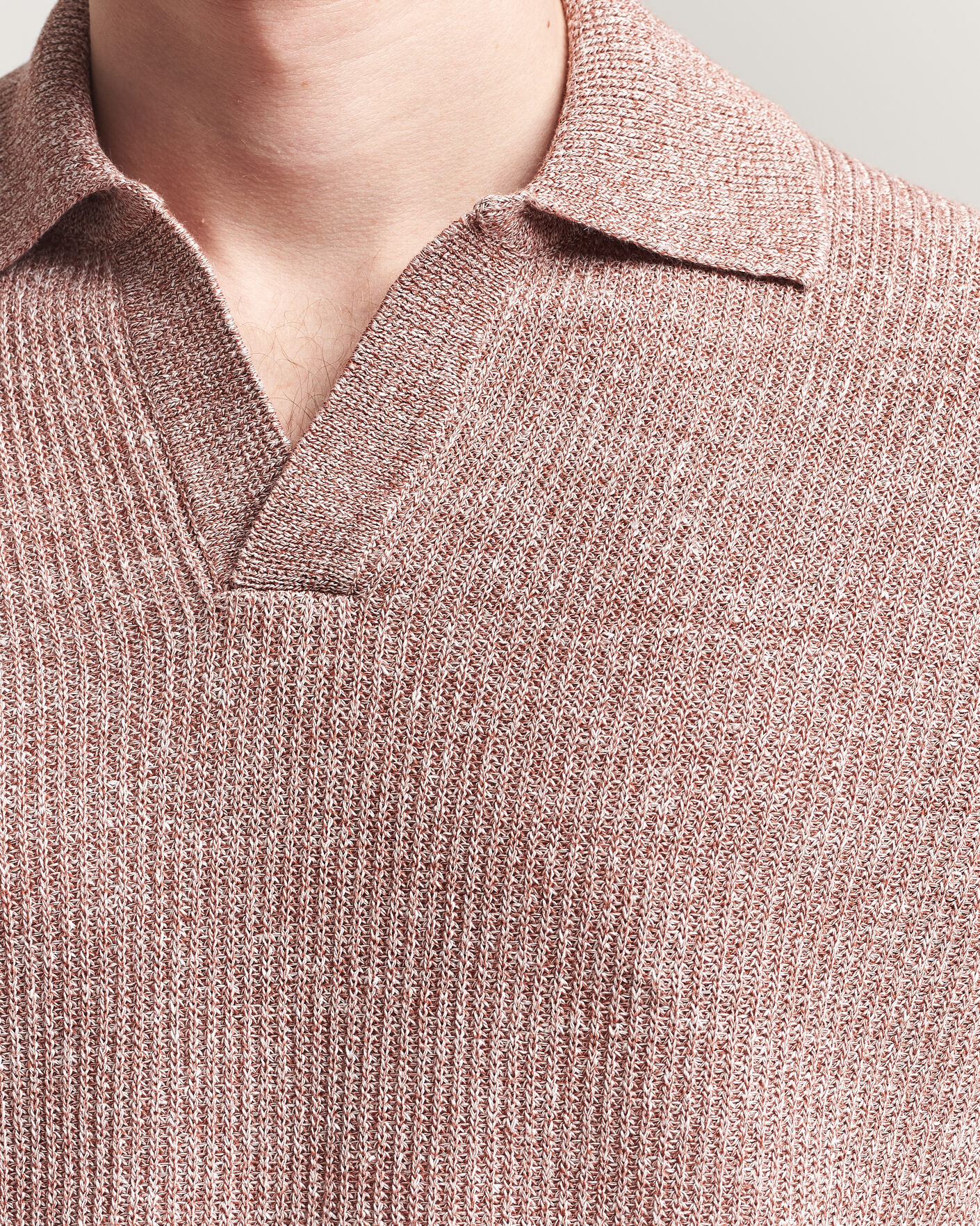 Herre | Gensere | Gran Sasso | Linen/Cotton Open Collar Knitted Polo Rust Melange