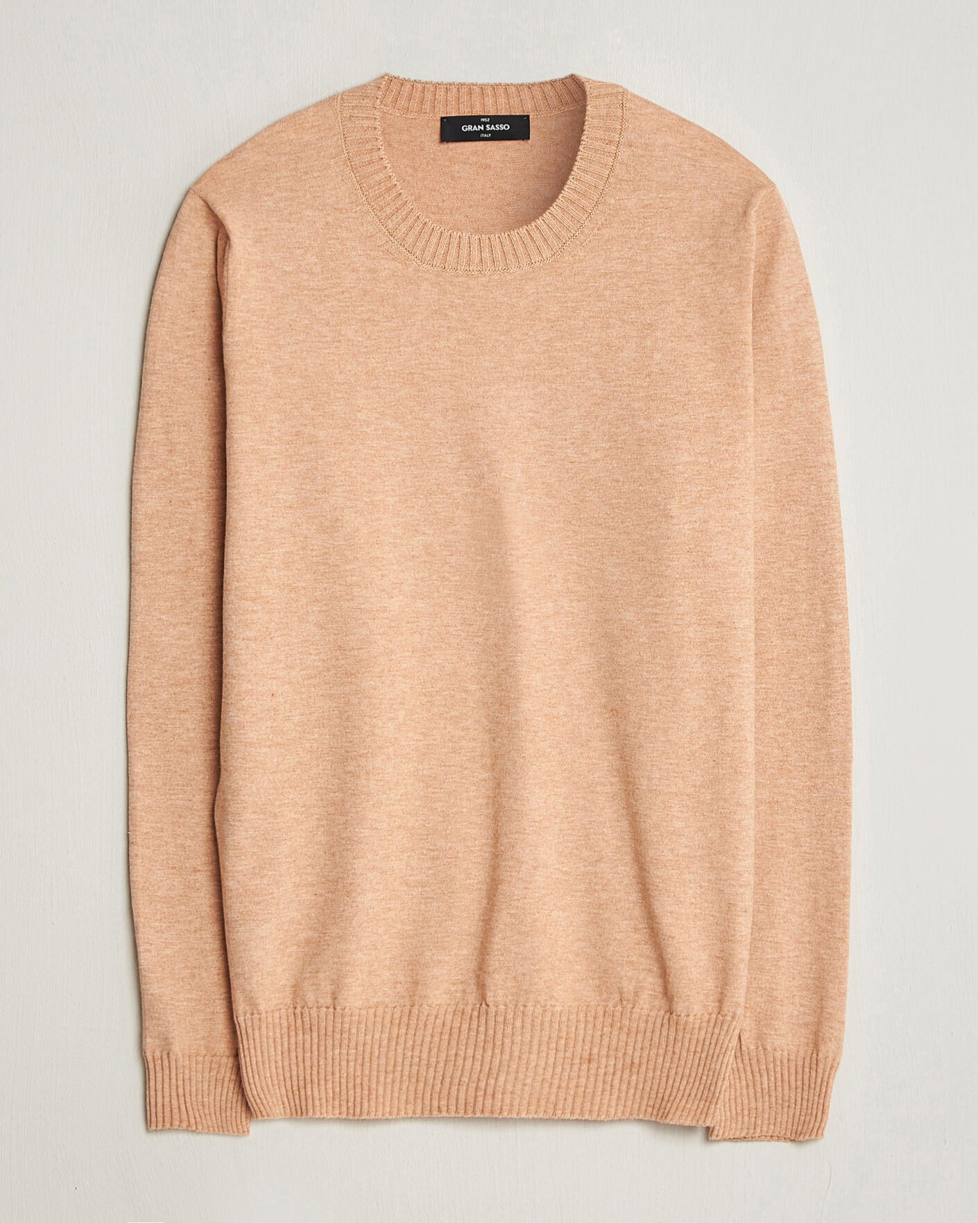 Herre | Gensere | Gran Sasso | Cotton/Cashmere Knitted Crew Neck Sweater Apricot Orange Melange