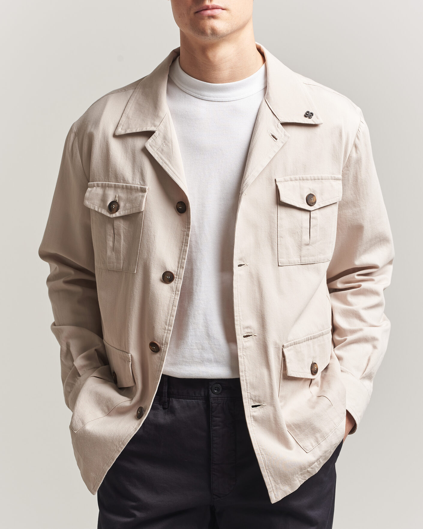 Herre | Jakker | Gran Sasso | Cotton Safari Jacket Beige