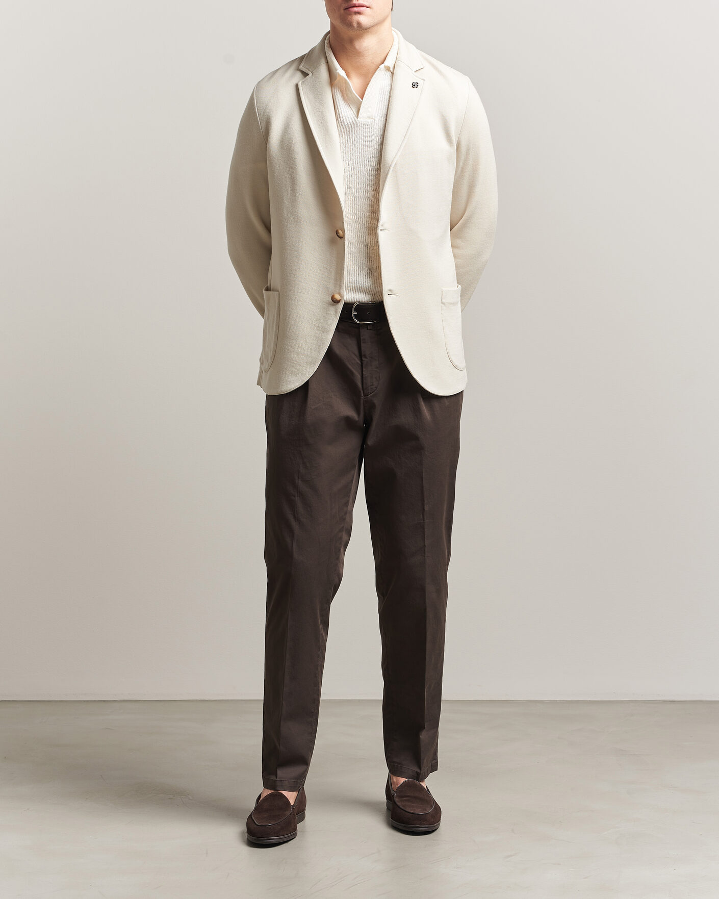 Herre | Dressjakker | Gran Sasso | Wool Knitted Blazer Cream