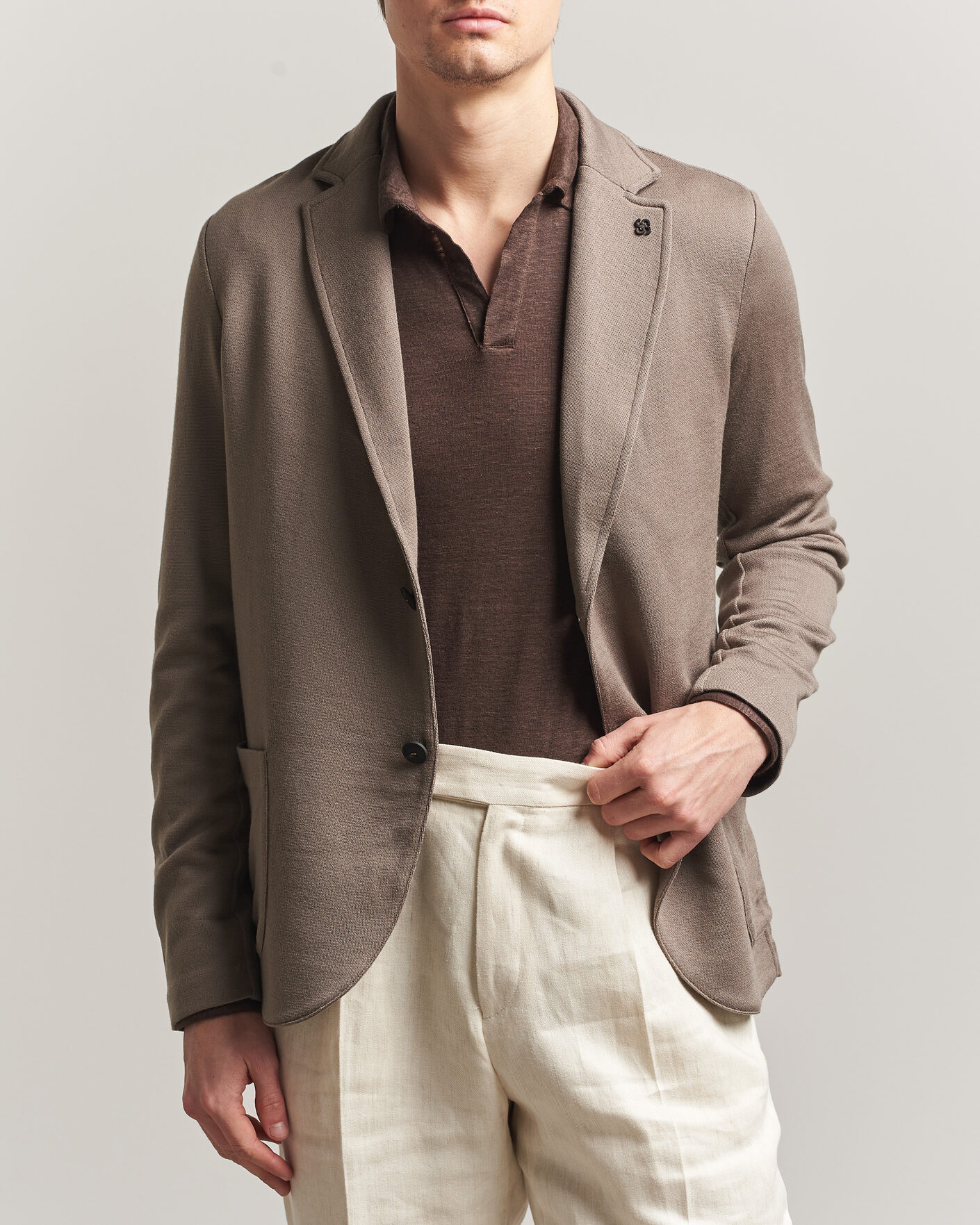 Herre | Dressjakker | Gran Sasso | Wool Knitted Blazer Brown