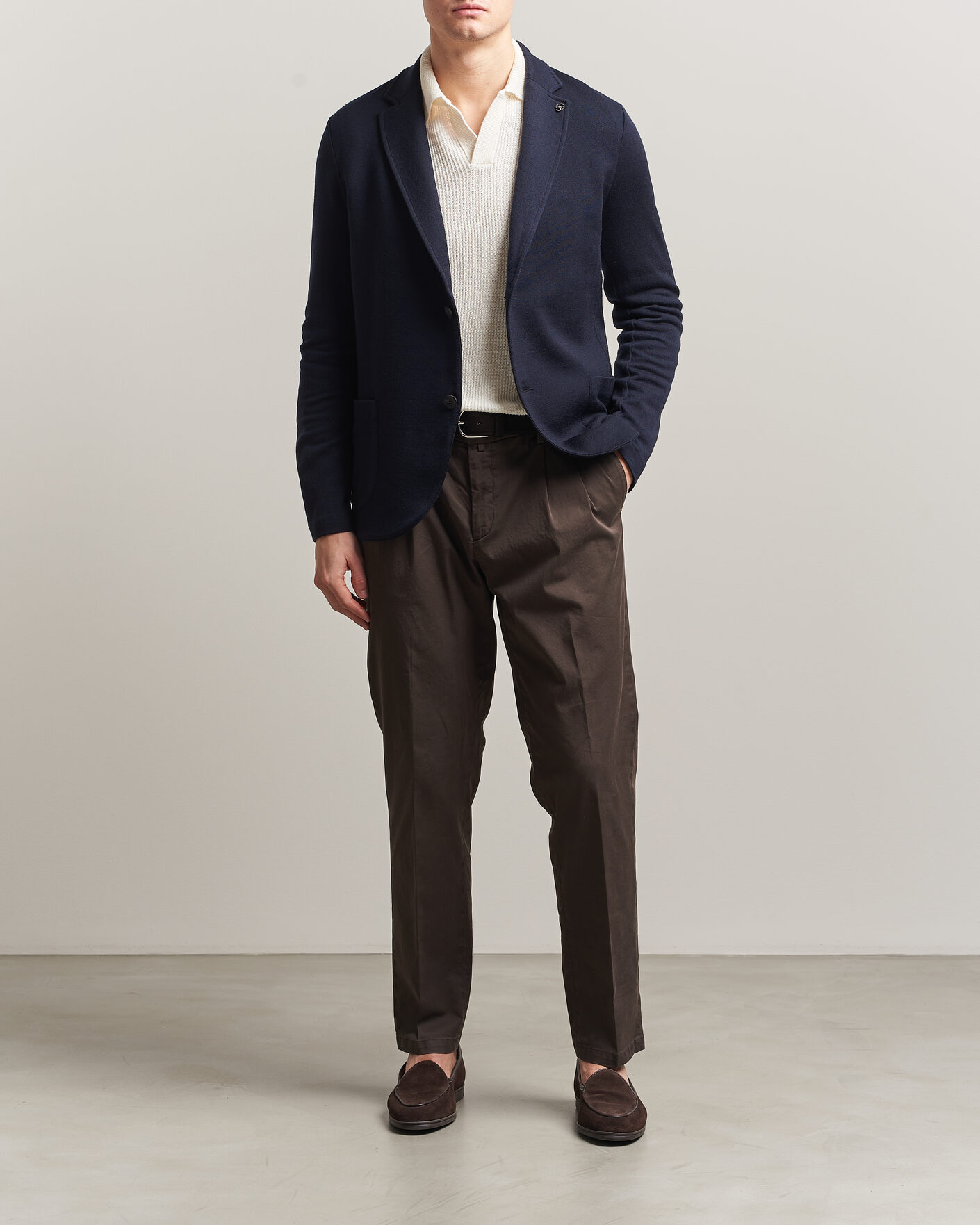 Herre | Dressjakker | Gran Sasso | Wool Knitted Blazer Navy