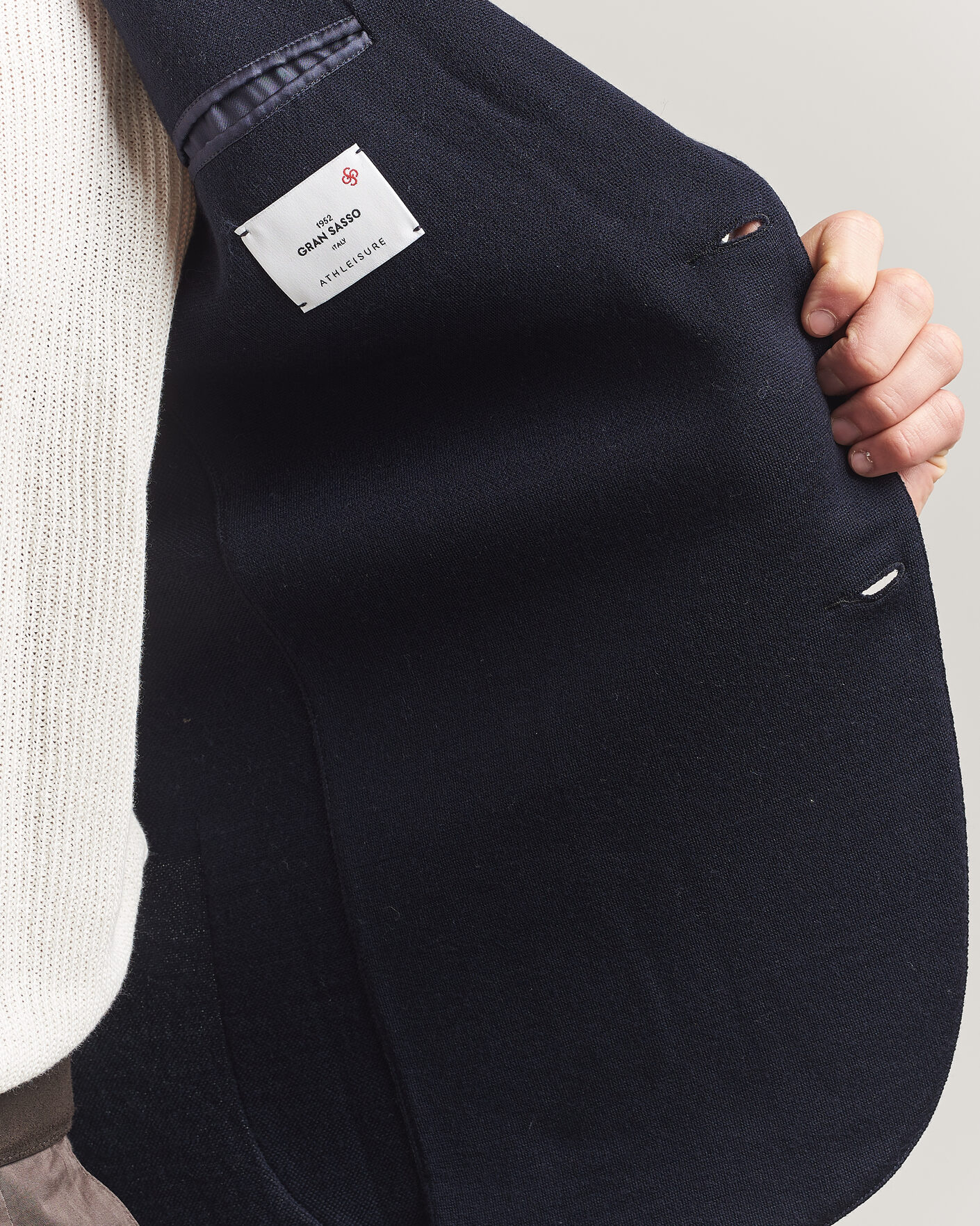 Herre | Dressjakker | Gran Sasso | Wool Knitted Blazer Navy