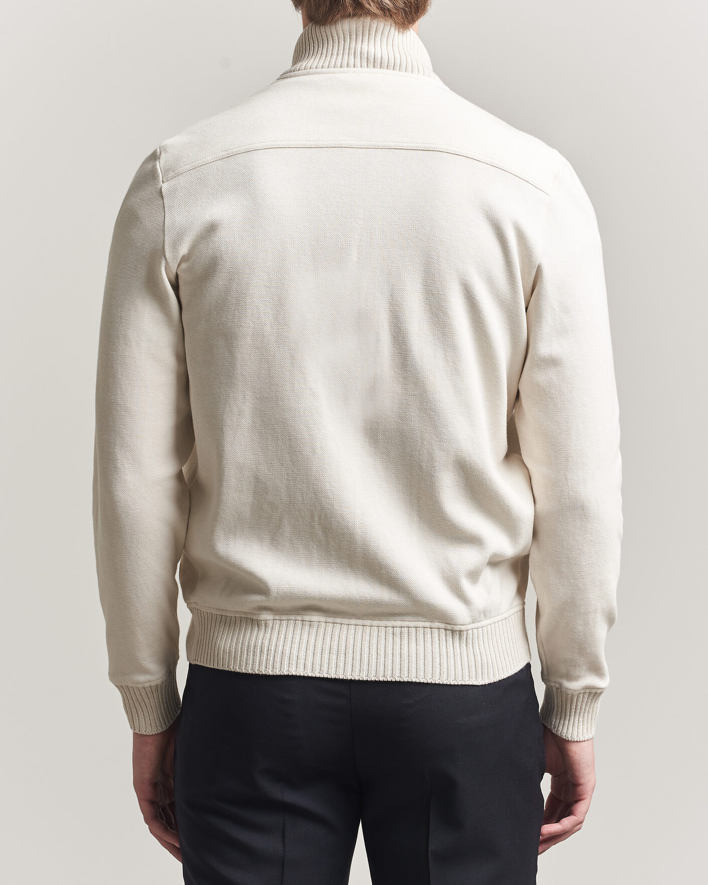 Herre | Jakker | Gran Sasso | Cotton Pocket Knitted Bomber Jacket Cream