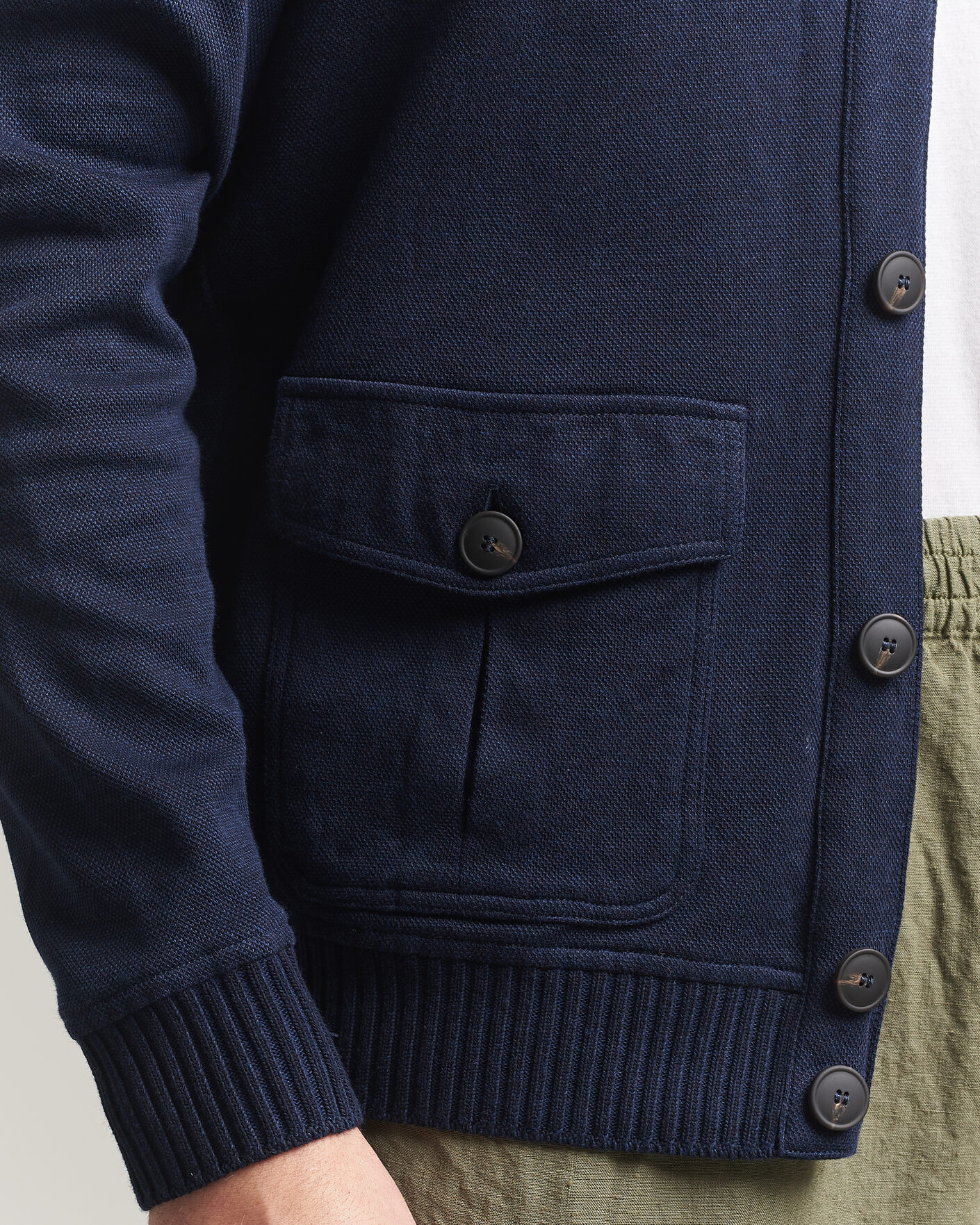 Herre | Jakker | Gran Sasso | Cotton Pocket Knitted Bomber Jacket Navy