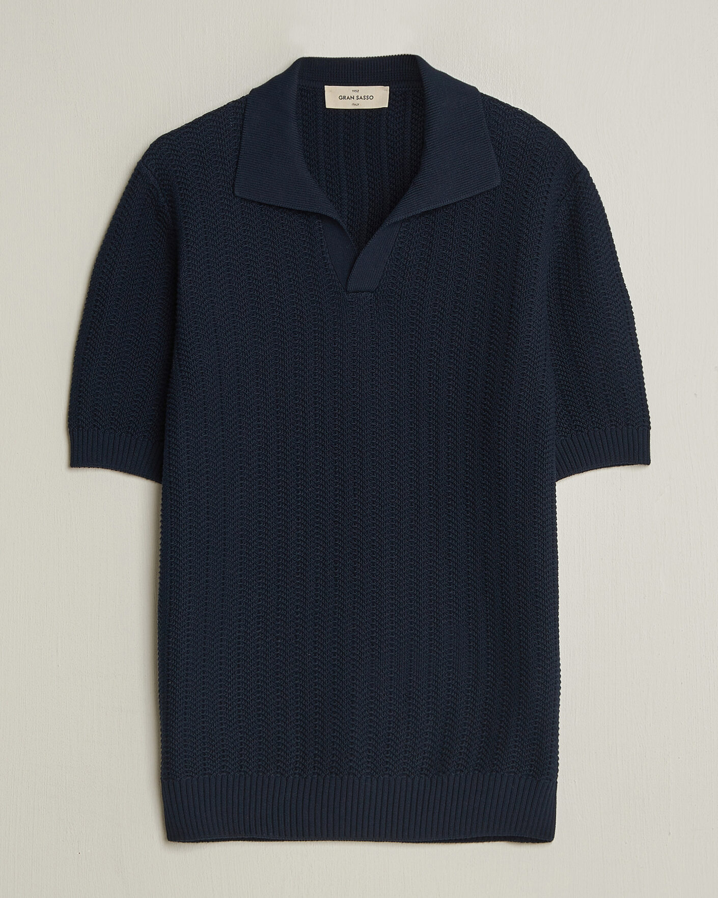 Herre | Pikéer | Gran Sasso | Cotton Structured Knitted Polo Navy
