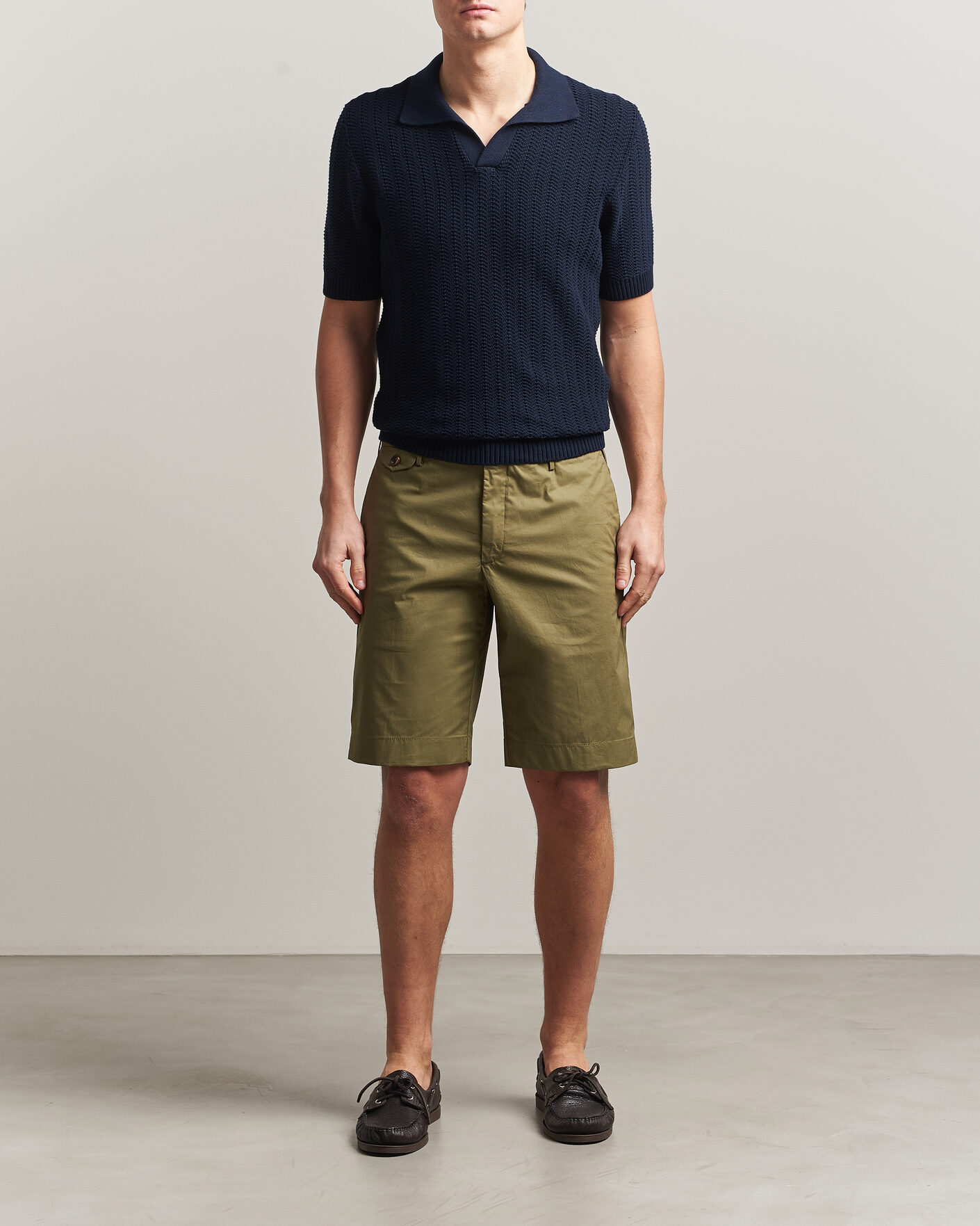 Herre | Pikéer | Gran Sasso | Cotton Structured Knitted Polo Navy