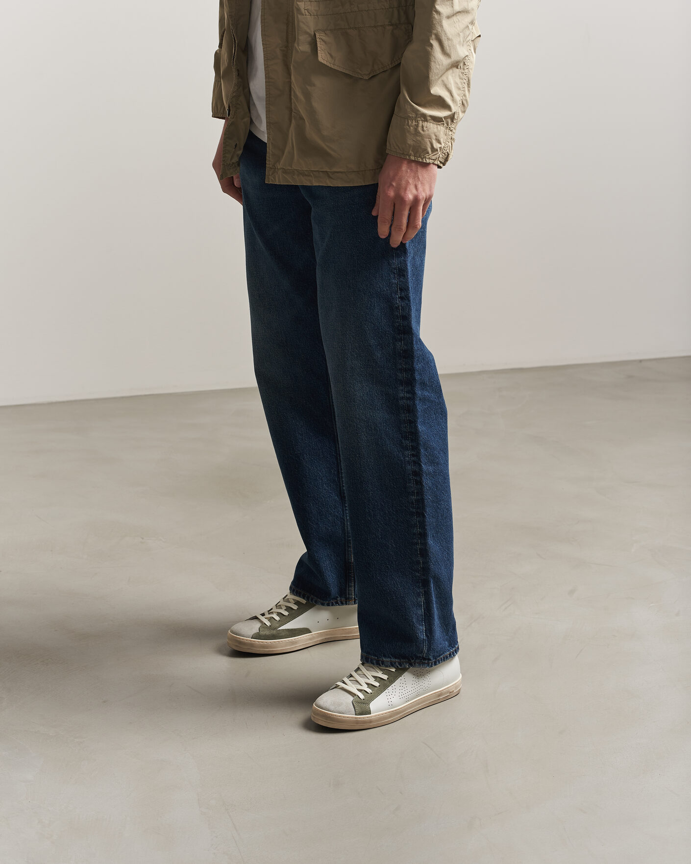 Herre | Sneakers | P448 | John Leather/Suede Sneaker White/Olive/Grey