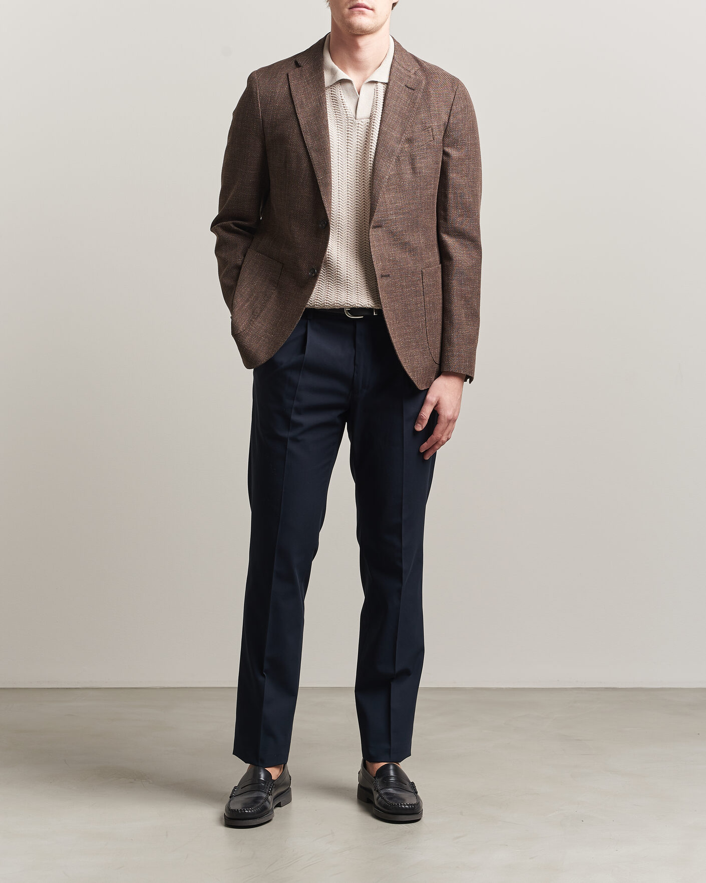 Herre | Dressjakker | Incotex | Structured Cotton Blazer Dark Brown