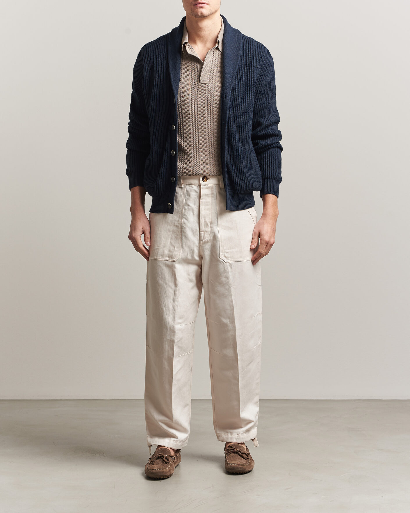 Herre | Bukser | Brunello Cucinelli | Linen Casual Pants Off White