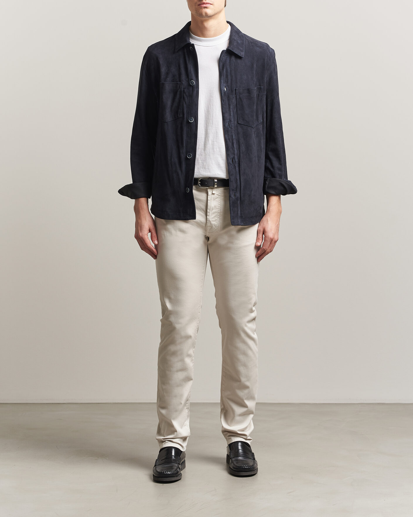 Herre | Bukser | Jacob Cohën | Bard Garment Dyed Gabardine Trousers Off White