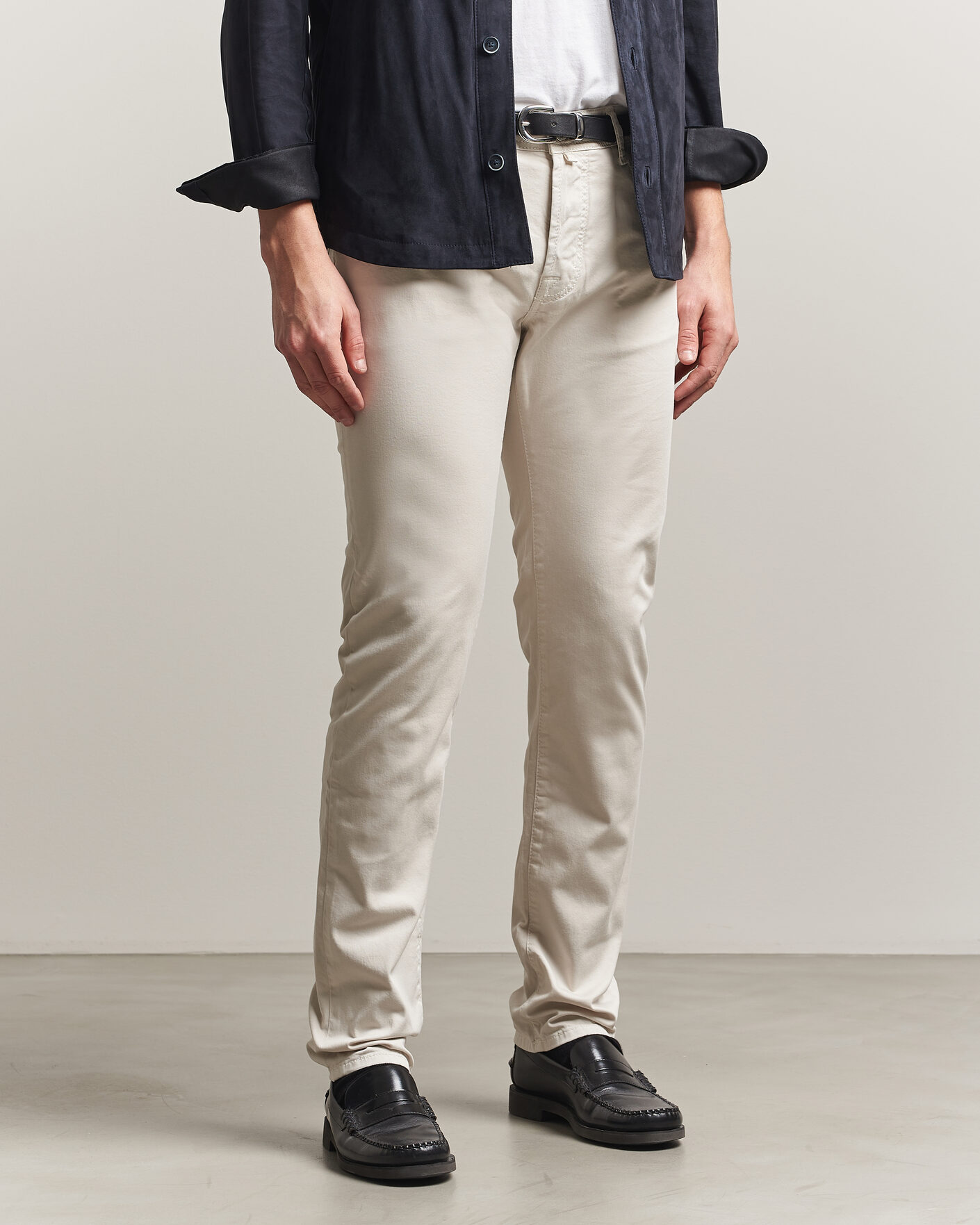 Herre | Bukser | Jacob Cohën | Bard Garment Dyed Gabardine Trousers Off White