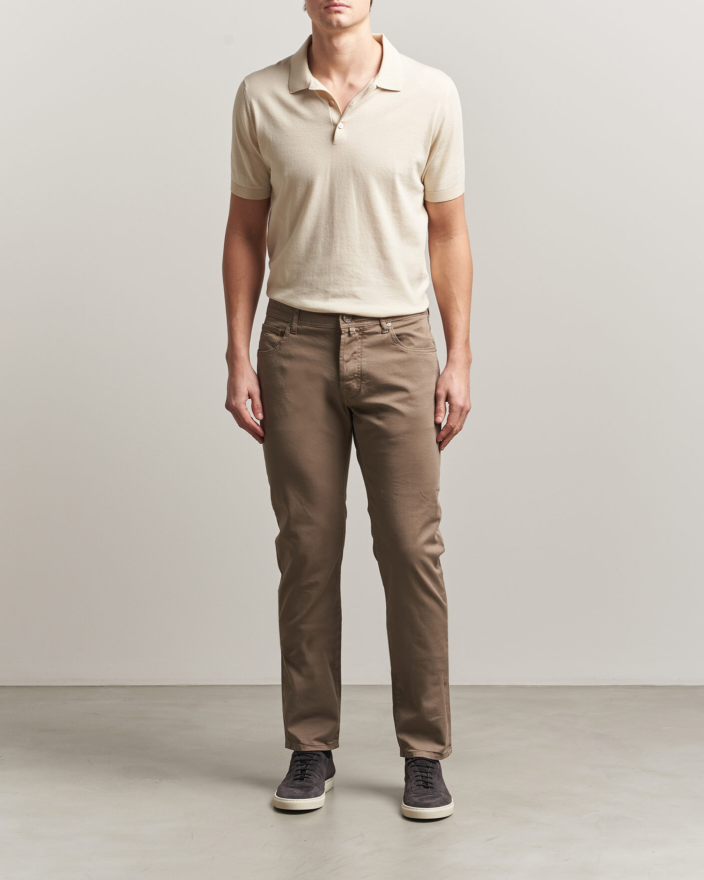 Herre | Bukser | Jacob Cohën | Bard Garment Dyed Gabardine Trousers Khaki Beige