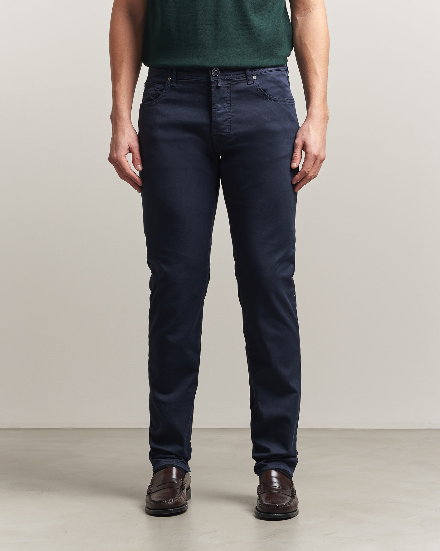 Herre | Bukser | Jacob Cohën | Bard Garment Dyed Gabardine Trousers Navy Blue