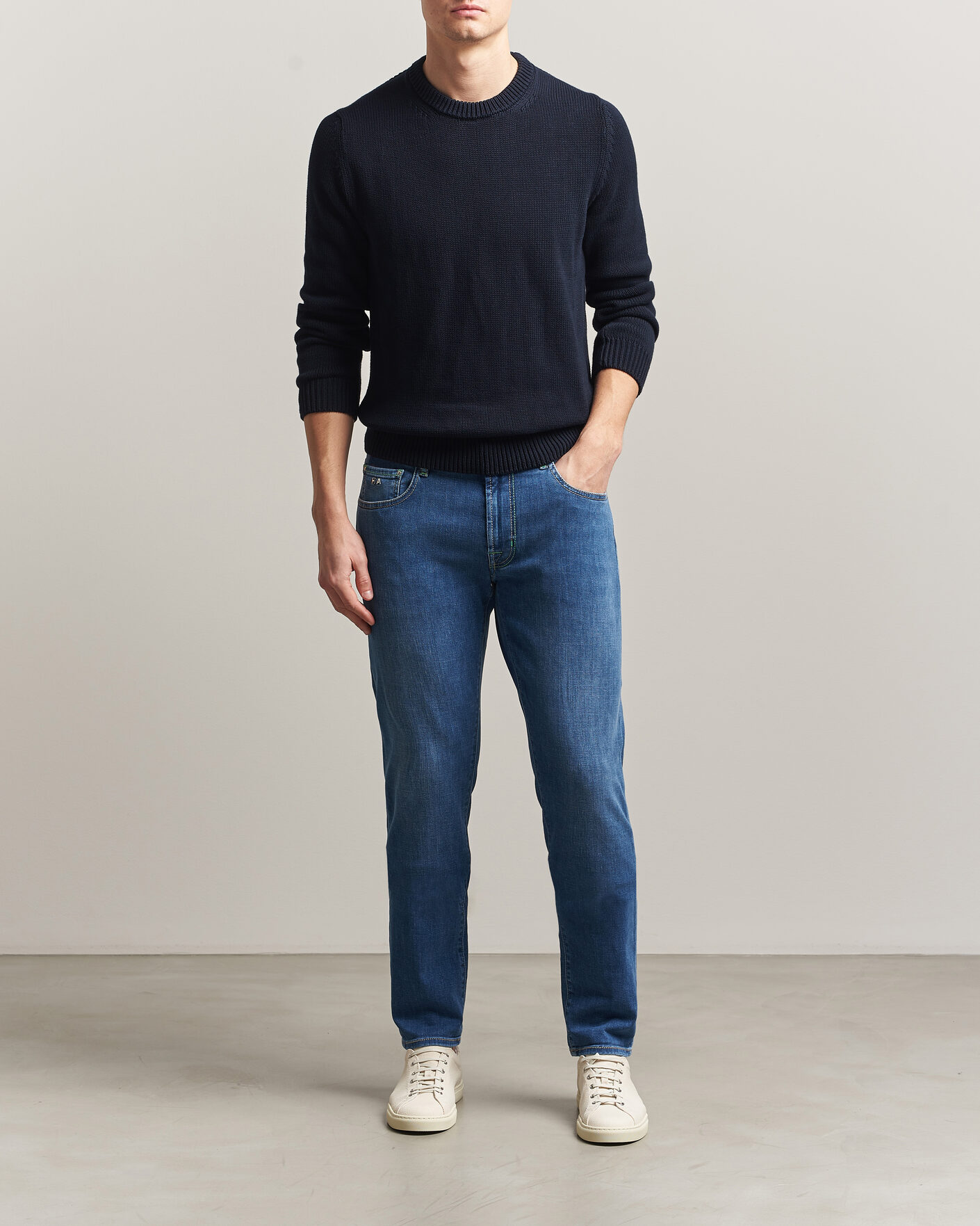 Herre | Bukser | Tramarossa | Michelangelo Contrast Seam Stretch Jeans Mid Blue