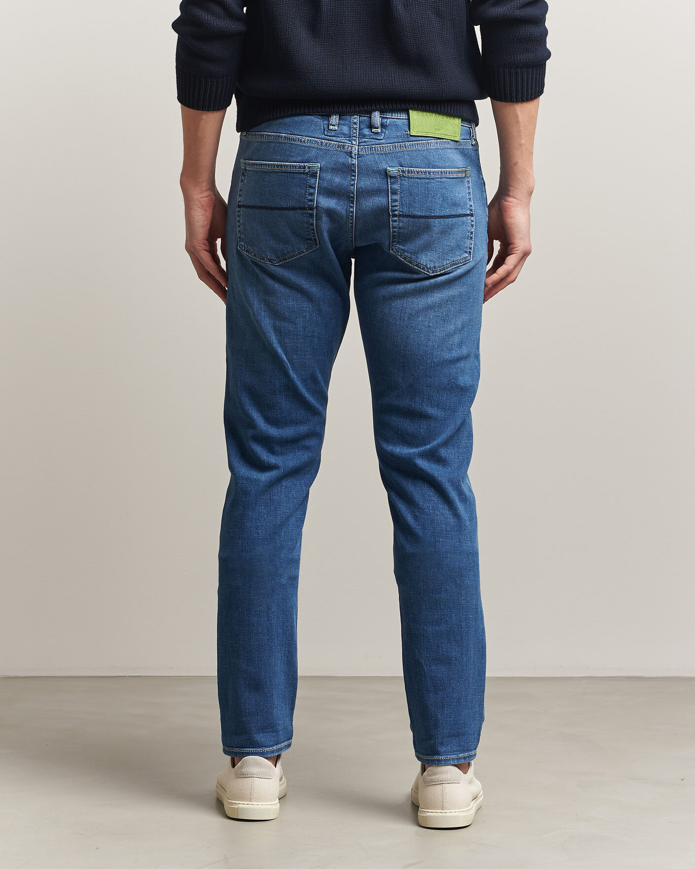 Herre | Bukser | Tramarossa | Michelangelo Contrast Seam Stretch Jeans Mid Blue