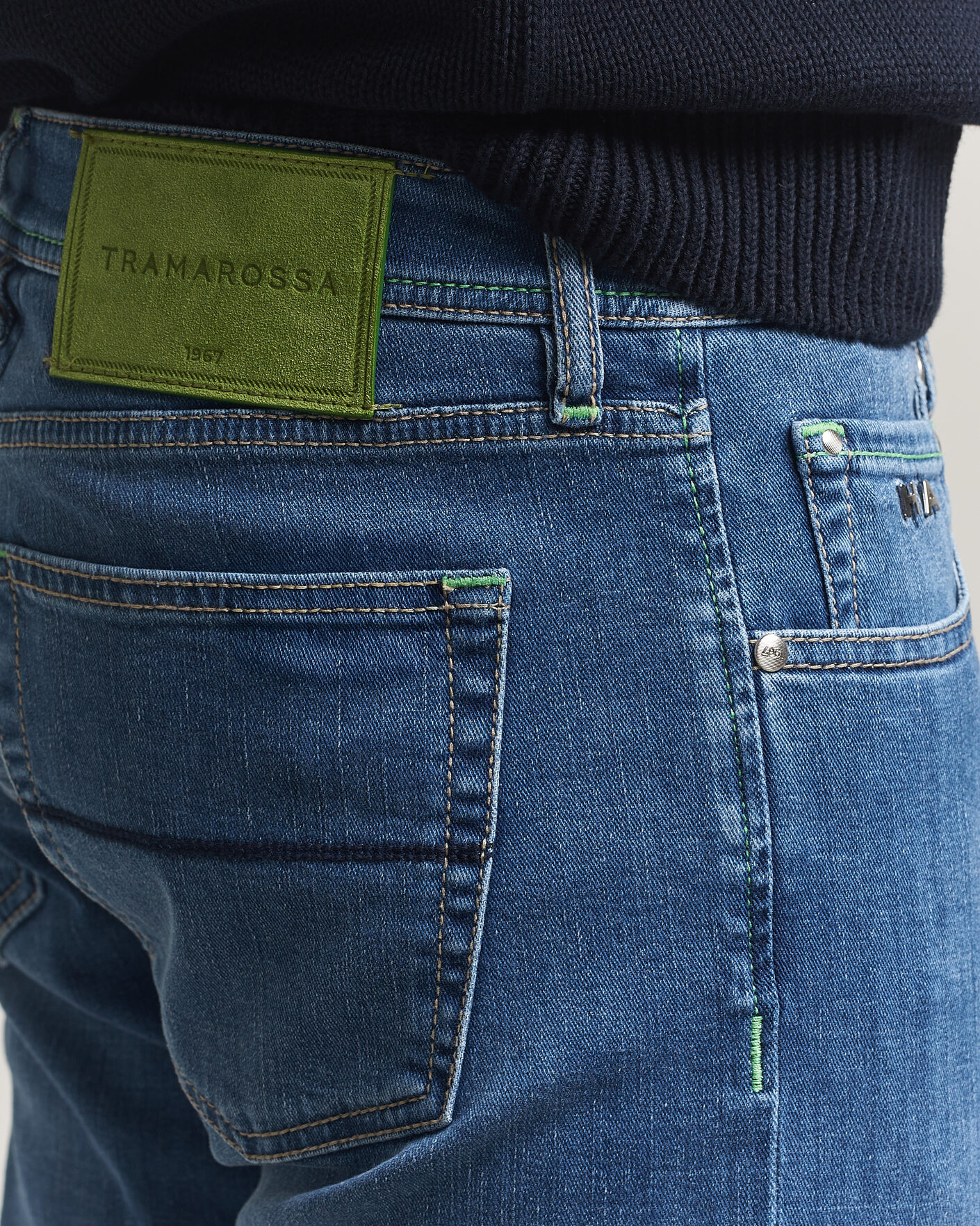 Herre | Bukser | Tramarossa | Michelangelo Contrast Seam Stretch Jeans Mid Blue