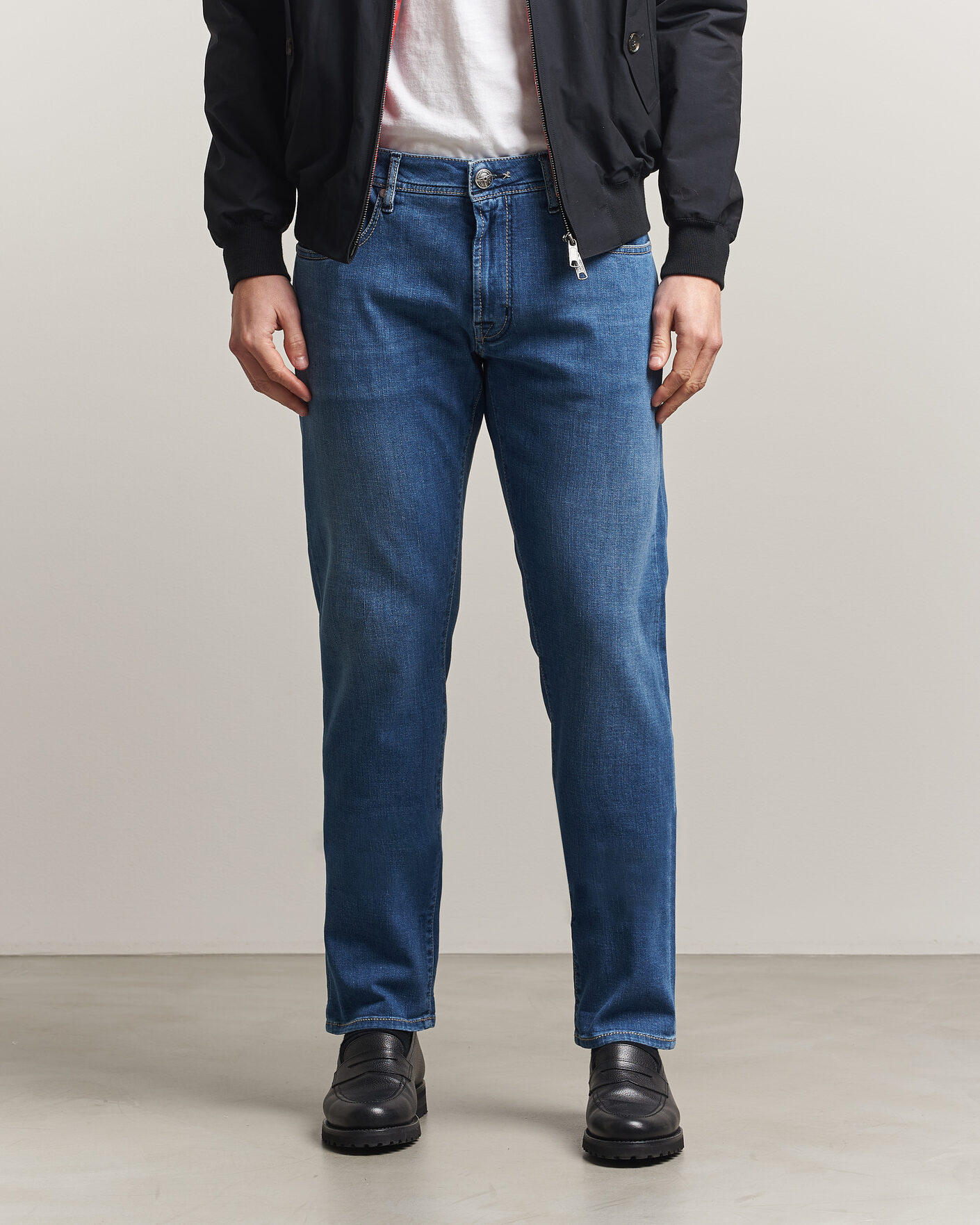 Herre | Jeans | Tramarossa | Michelangelo Contrast Seam Stretch Jeans Mid Blue