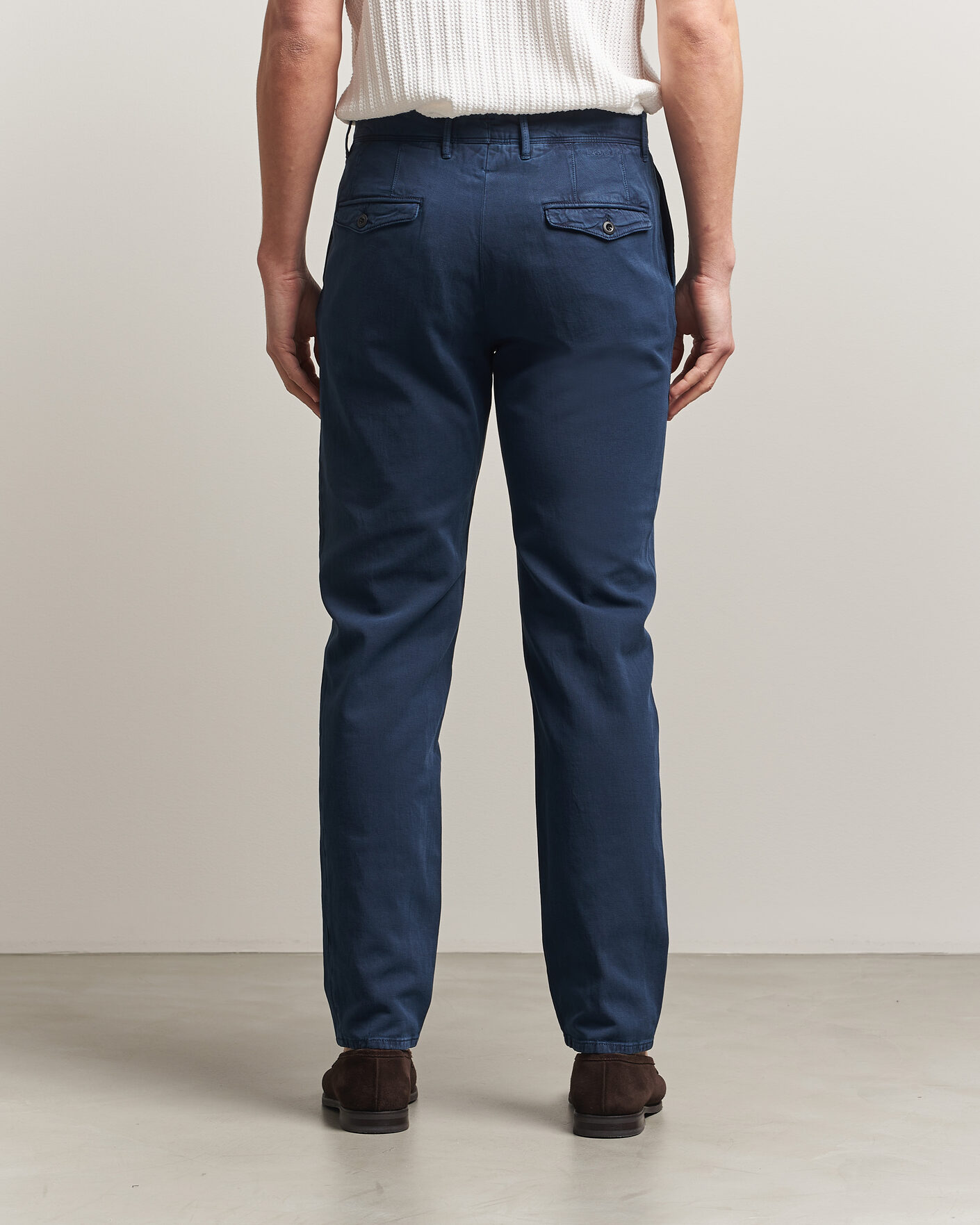 Herre | Bukser | Incotex | Tapered Fit Pleated Linen Slacks Navy