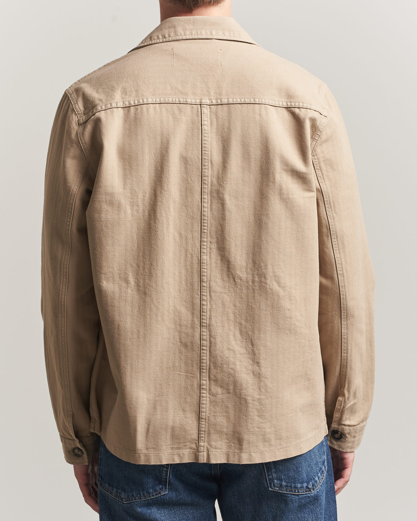 Herre | Skjorter | A Day's March | Original Herringbone Overshirt Desert Taupe