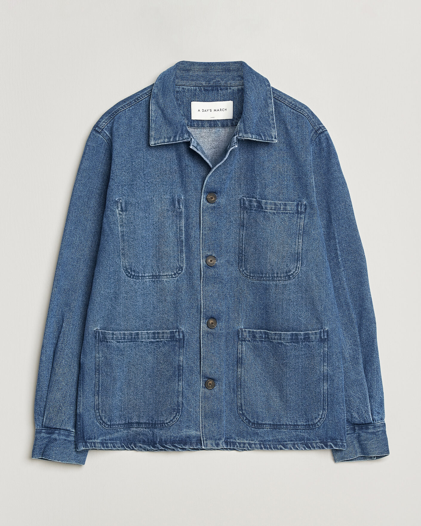 Herre | Skjorter | A Day's March | Algot Denim Overshirt Washed Blue