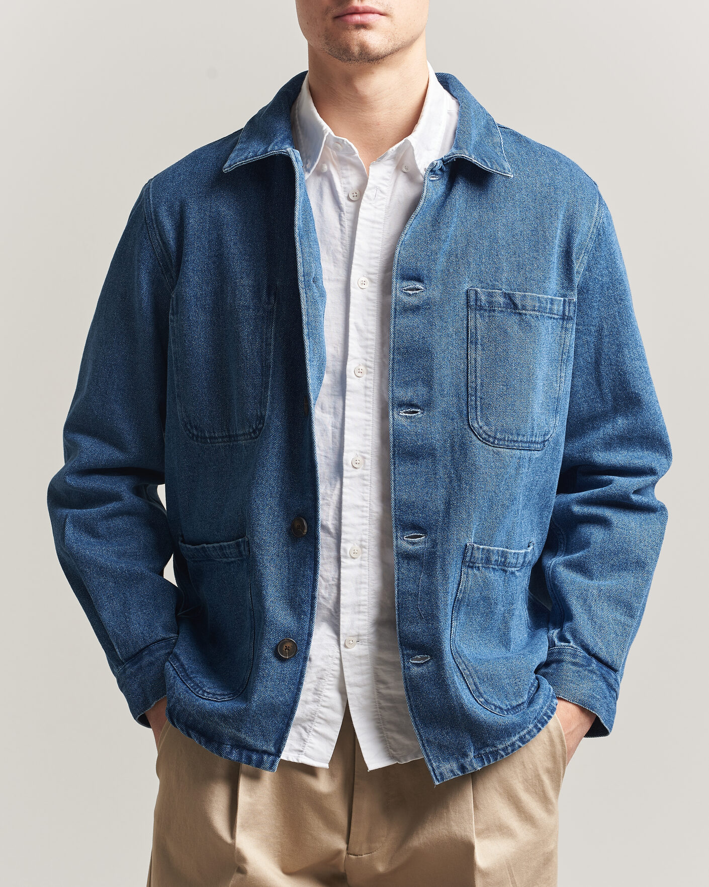 Herre | Skjorter | A Day's March | Algot Denim Overshirt Washed Blue