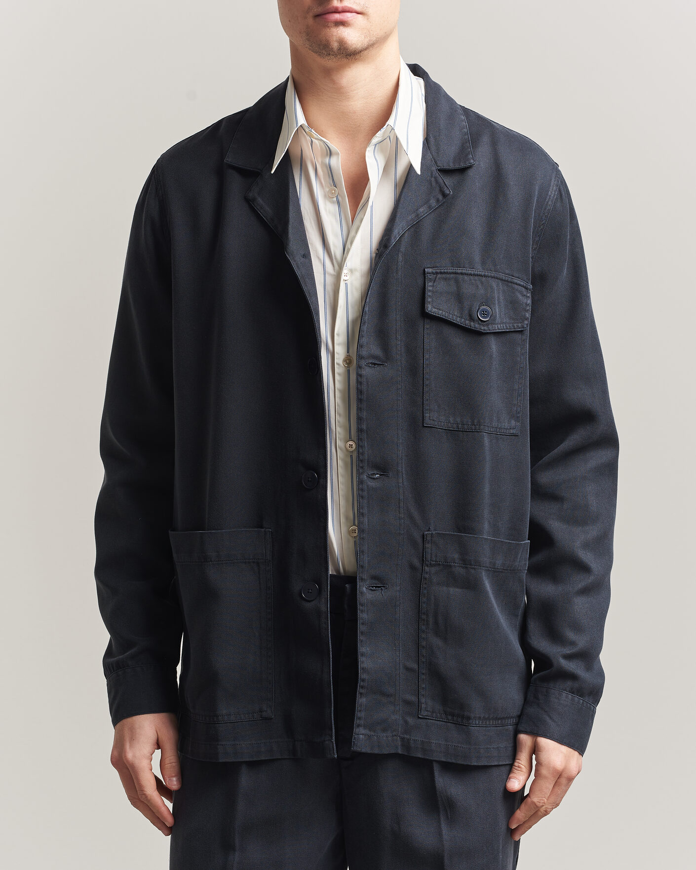Herre | Skjorter | A Day's March | Banagher Lyocell Overshirt Navy