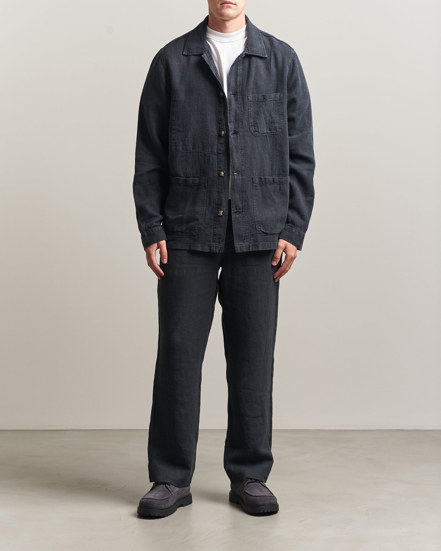 Herre | Skjorter | A Day's March | Original Linen Overshirt Black