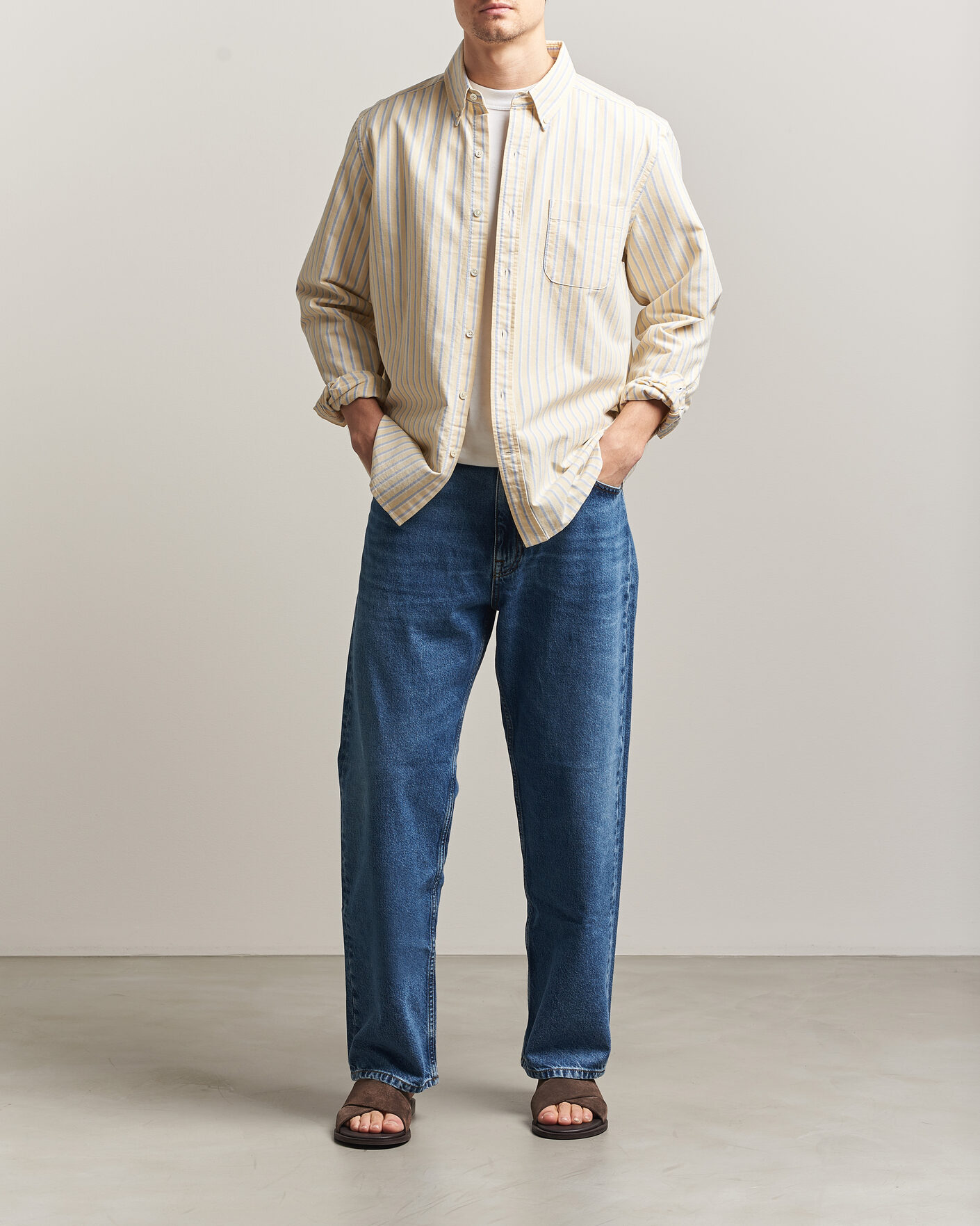 Herre | Skjorter | A Day's March | Original Oxford Shirt Yellow Multi