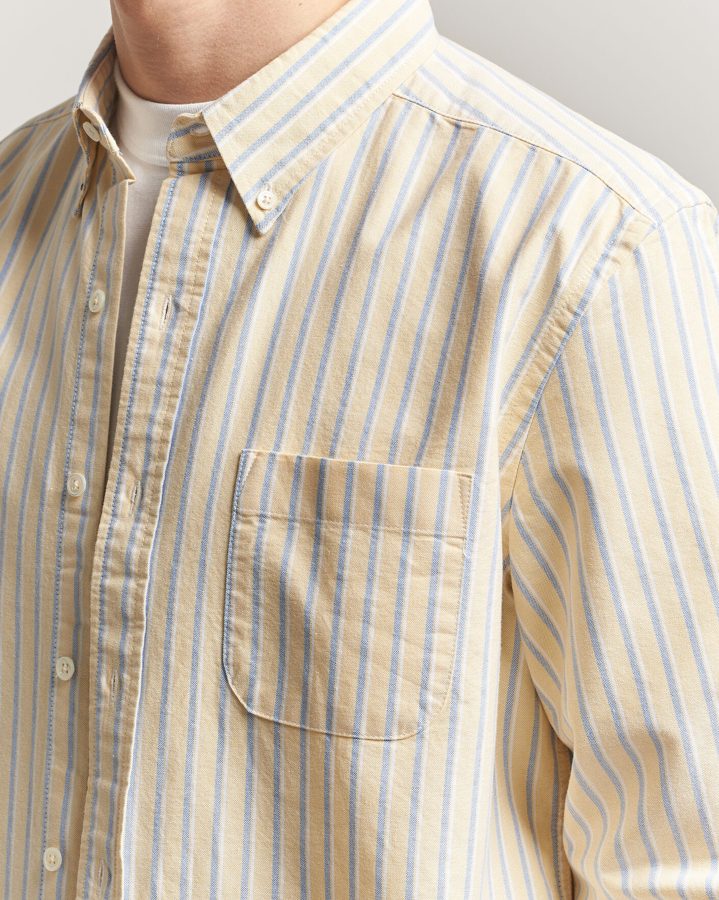 Herre | Skjorter | A Day's March | Original Oxford Shirt Yellow Multi