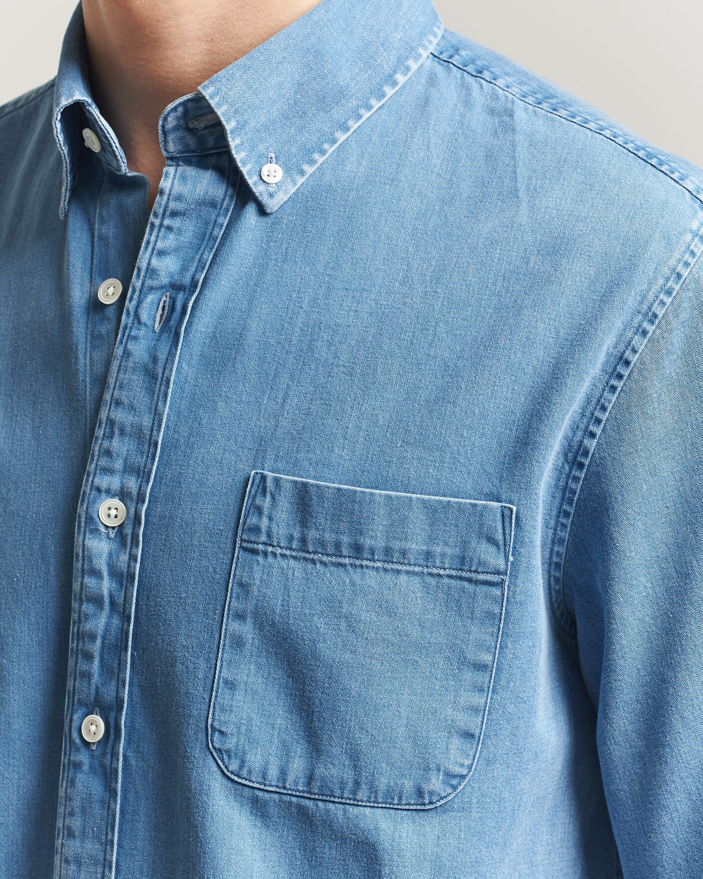 Herre | Skjorter | A Day's March | Original Denim Shirt Light Blue