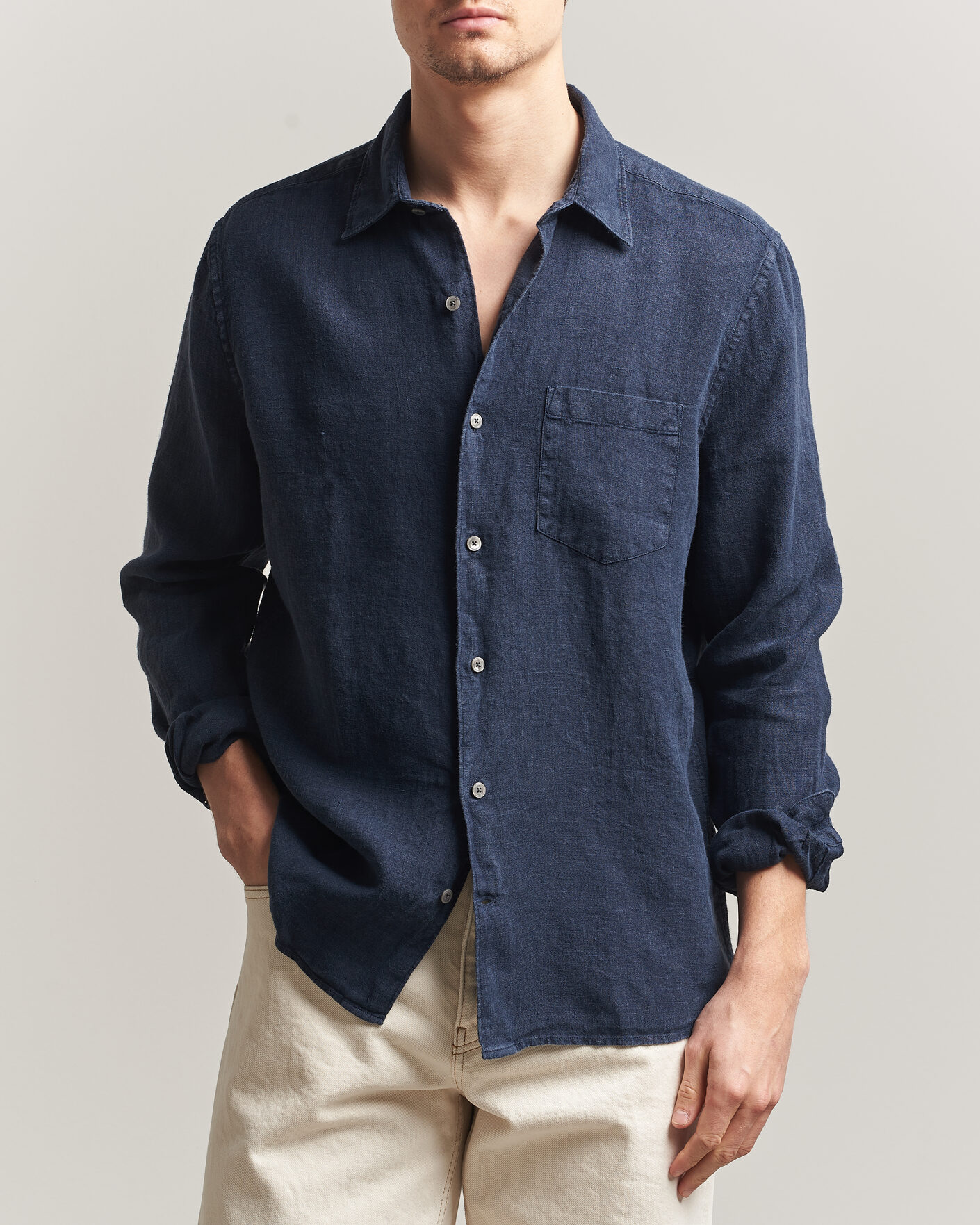 Herre | Skjorter | A Day's March | Daintree Linen Shirt Navy