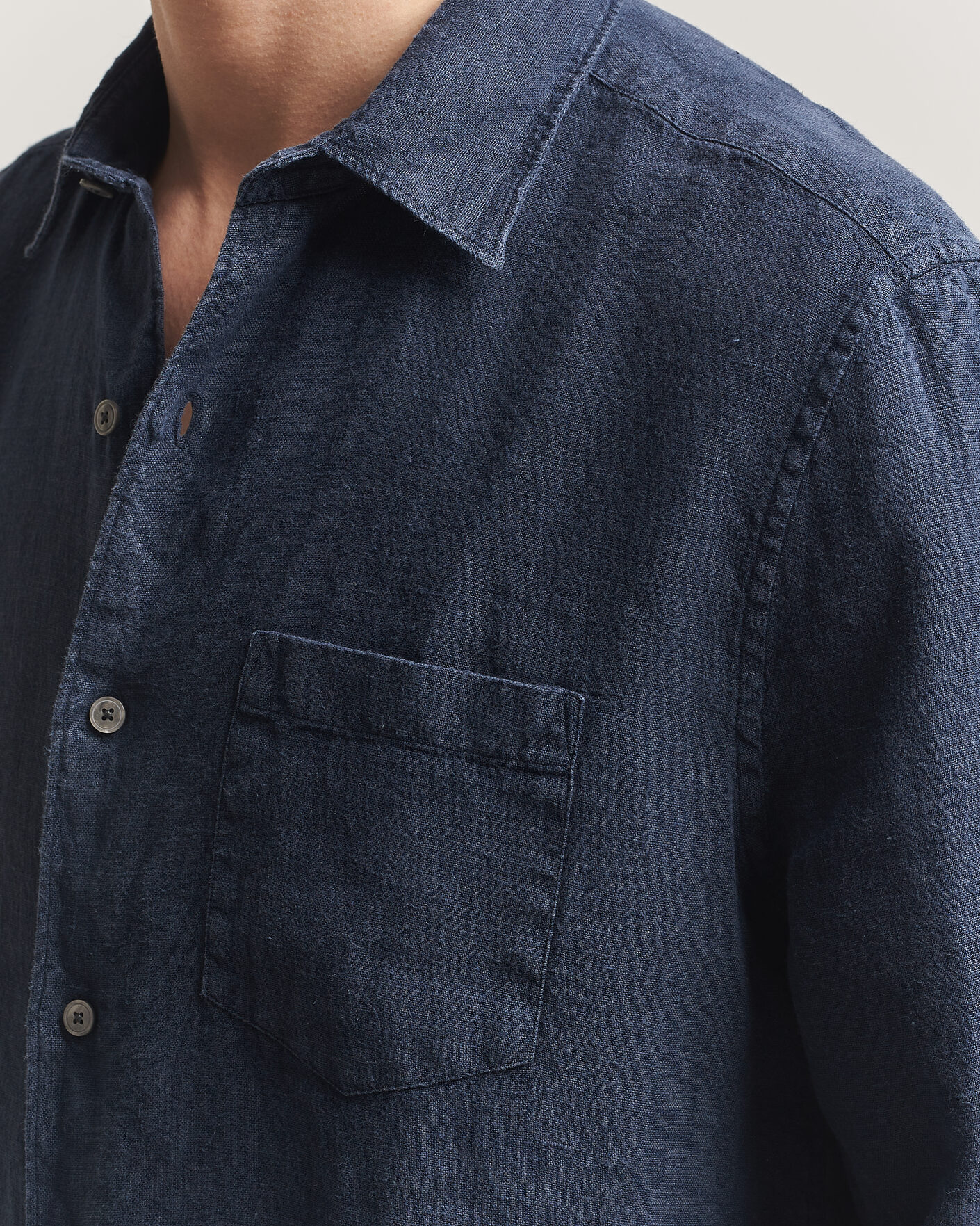 Herre | Skjorter | A Day's March | Daintree Linen Shirt Navy