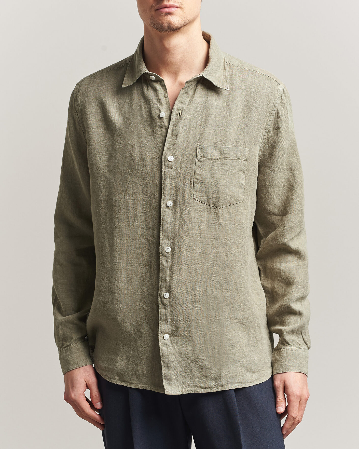 Herre | Skjorter | A Day's March | Daintree Linen Shirt Misty Green