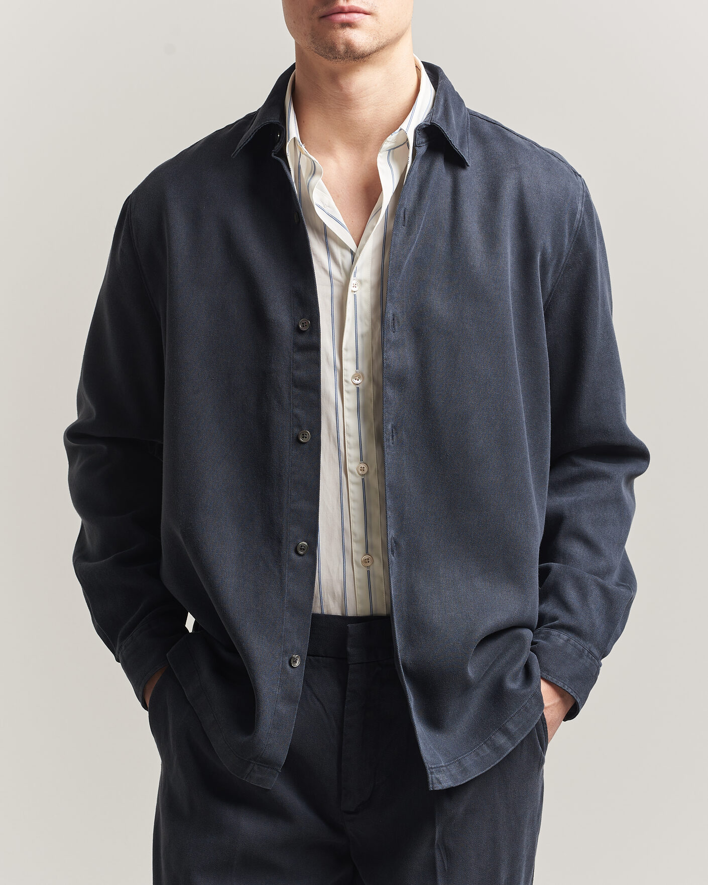 Herre | Skjorter | A Day's March | Clean Cut Lyocell Shirt Navy