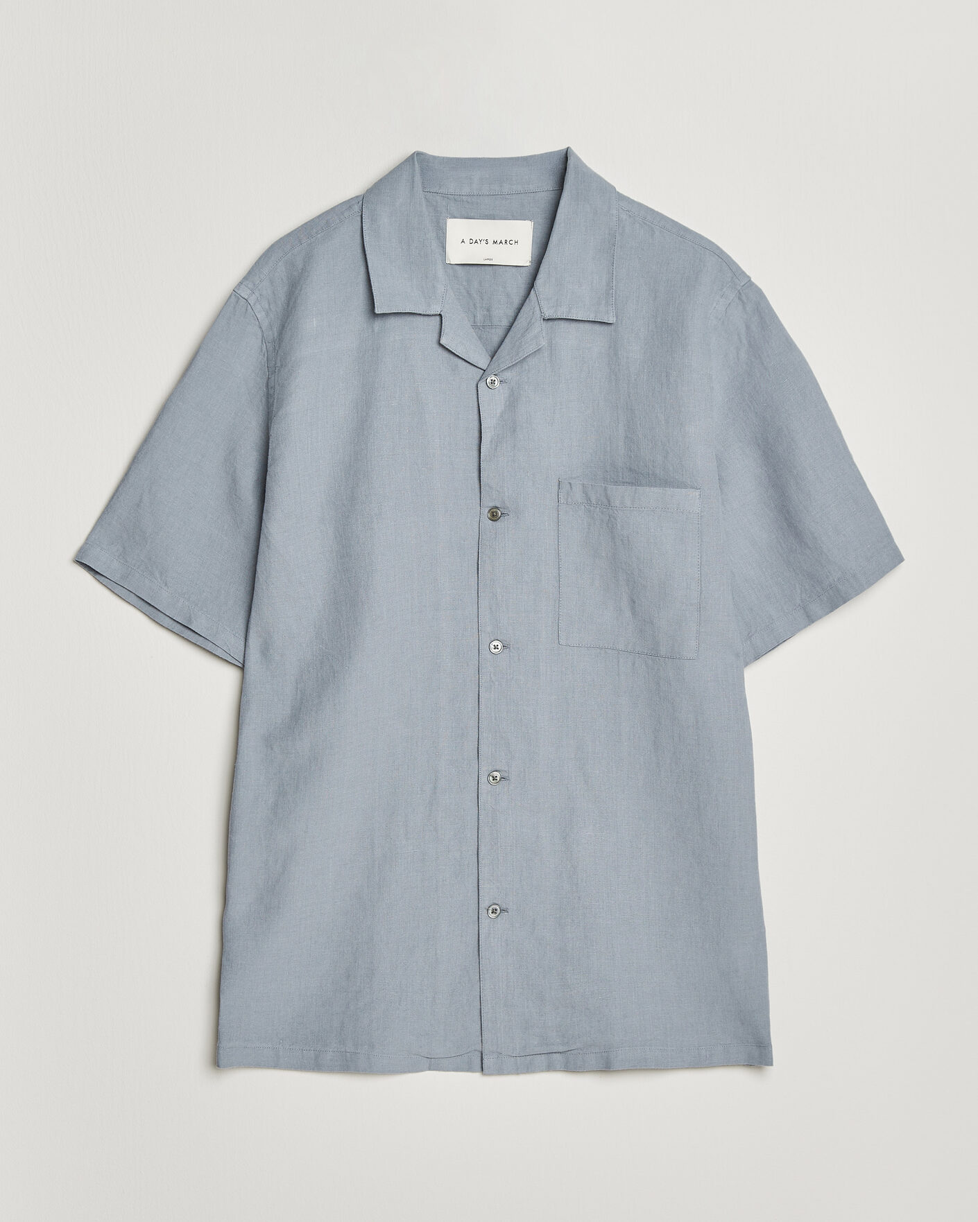 Herre | Skjorter | A Day's March | Yamu Linen Short Sleeve Shirt Rock Blue