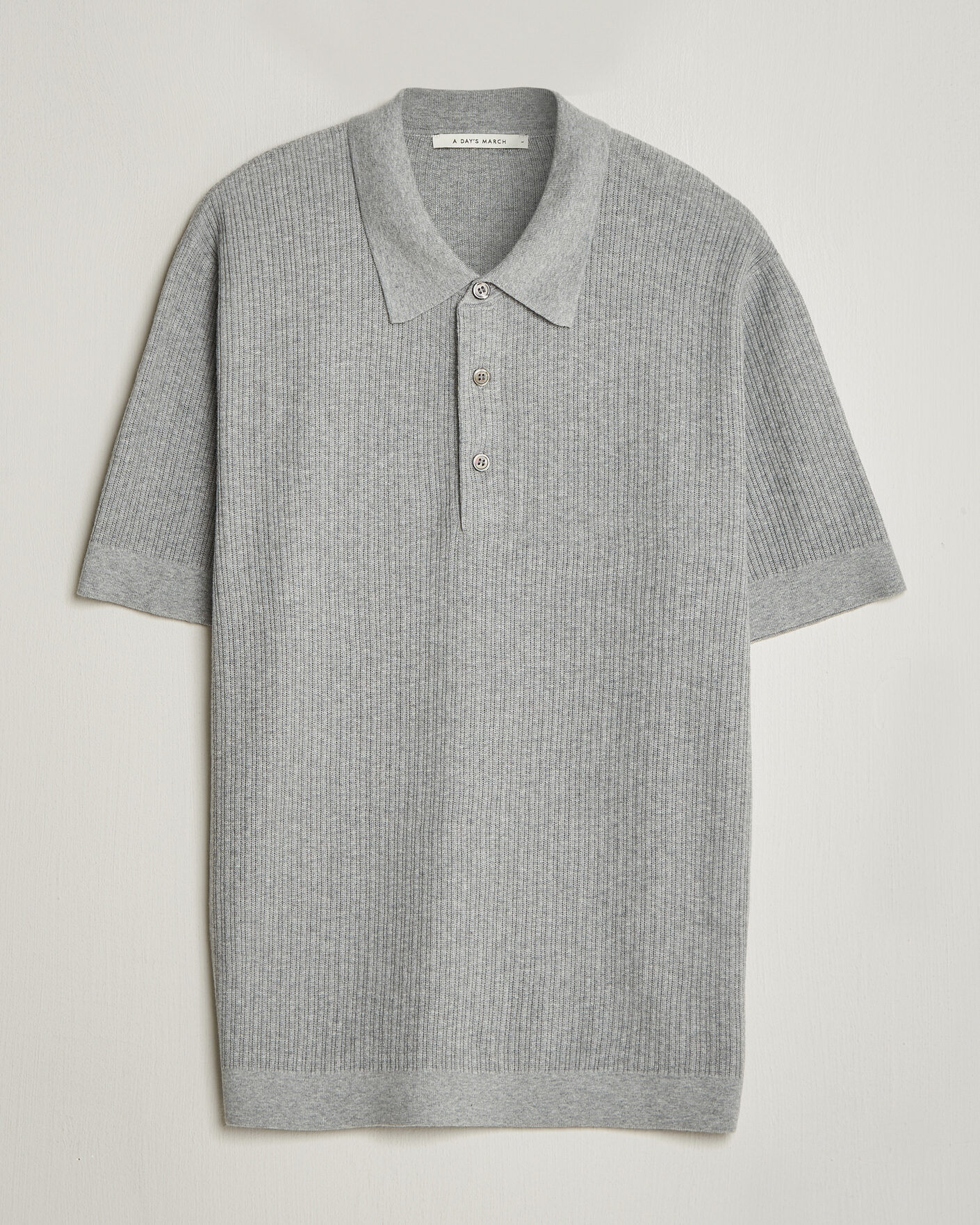 Herre | Pikéer | A Day's March | Aspen Structured Knitted Polo Grey