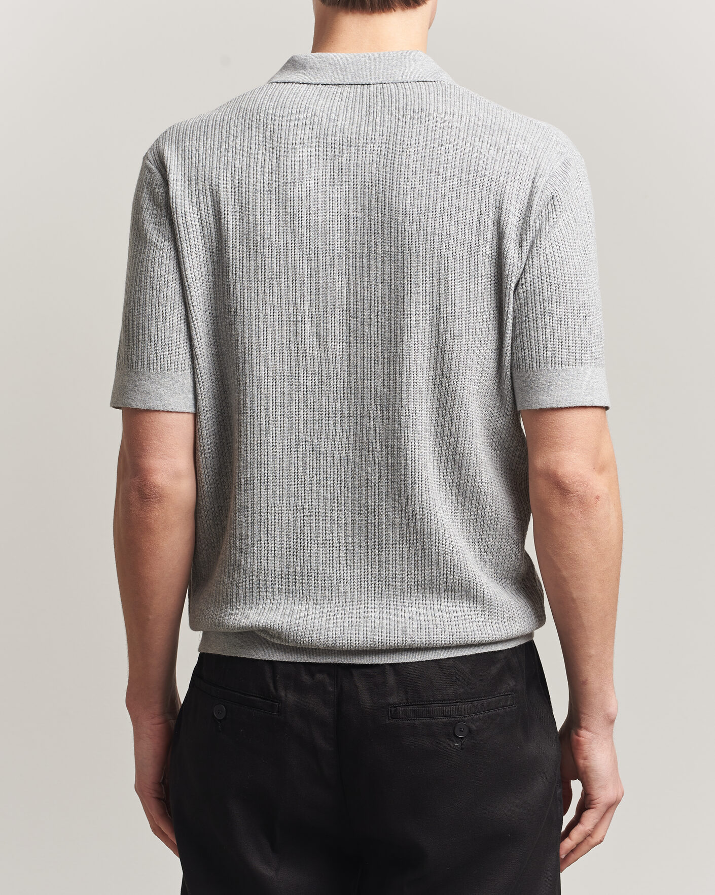 Herre | Pikéer | A Day's March | Aspen Structured Knitted Polo Grey