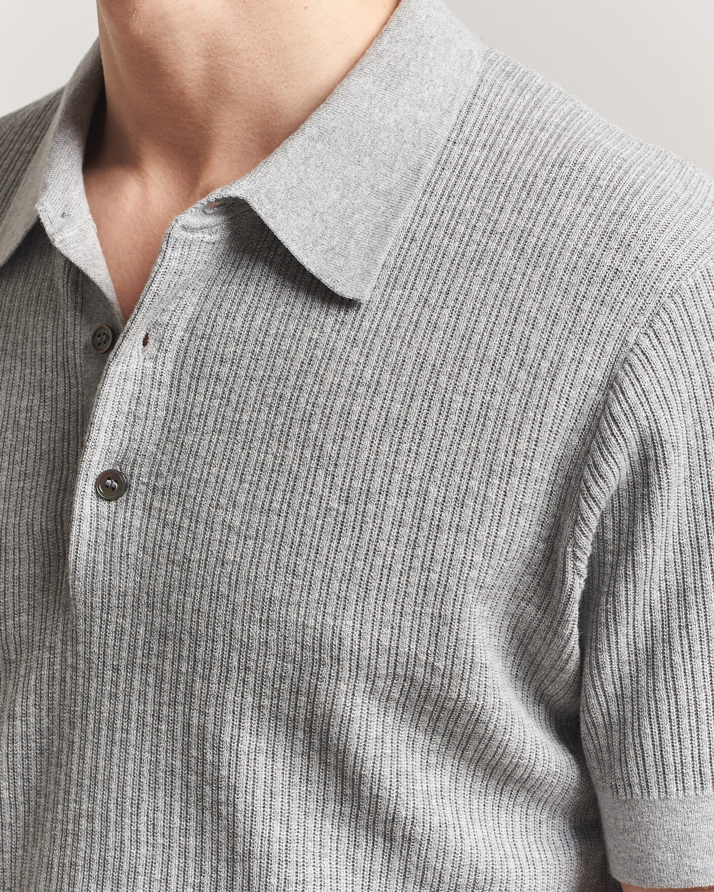 Herre | Pikéer | A Day's March | Aspen Structured Knitted Polo Grey