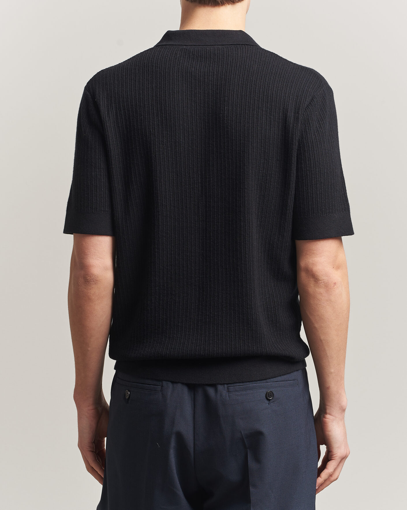 Herre | Pikéer | A Day's March | Aspen Structured Knitted Polo Black