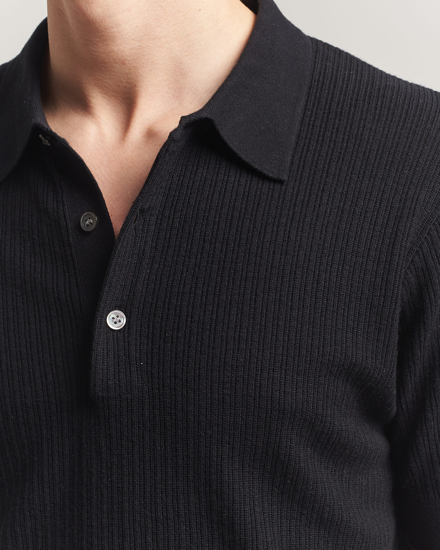 Herre | Pikéer | A Day's March | Aspen Structured Knitted Polo Black
