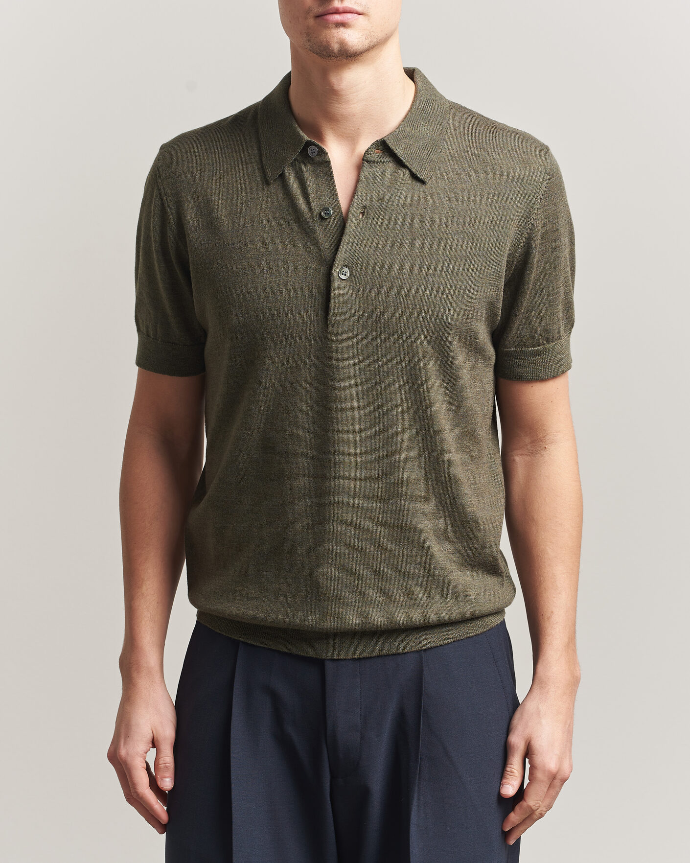 Herre | Pikéer | A Day's March | Rosehall Knitted Polo Forrest Green