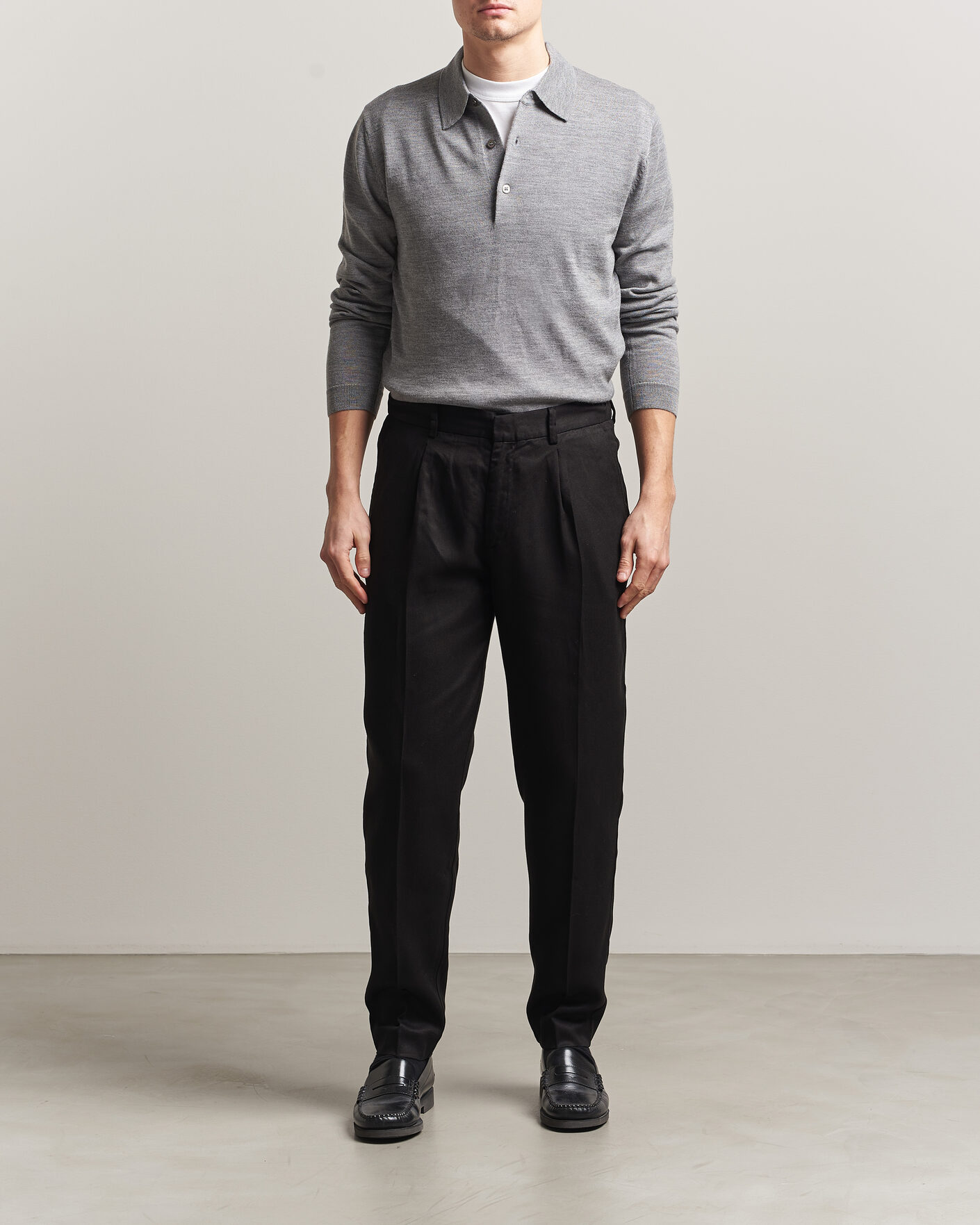 Herre | Gensere | A Day's March | Ambroz Merino Polo Grey Melange